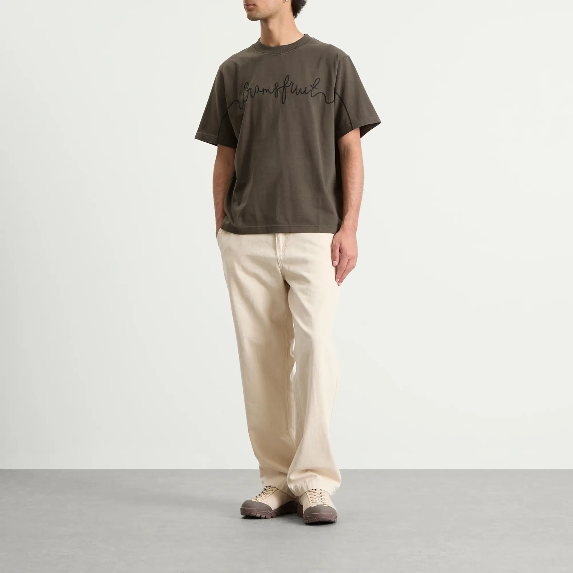 Bram's Fruit Men's Garden Hose Chain Stitch T-Shirt Solid Charcoal