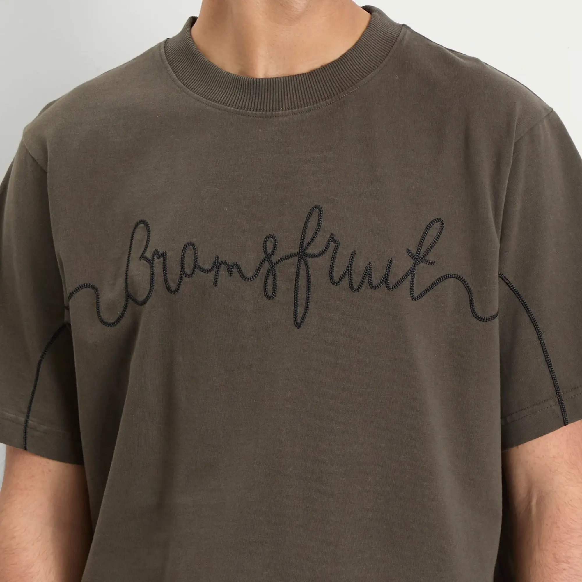 Bram's Fruit Men's Garden Hose Chain Stitch T-Shirt Solid Charcoal