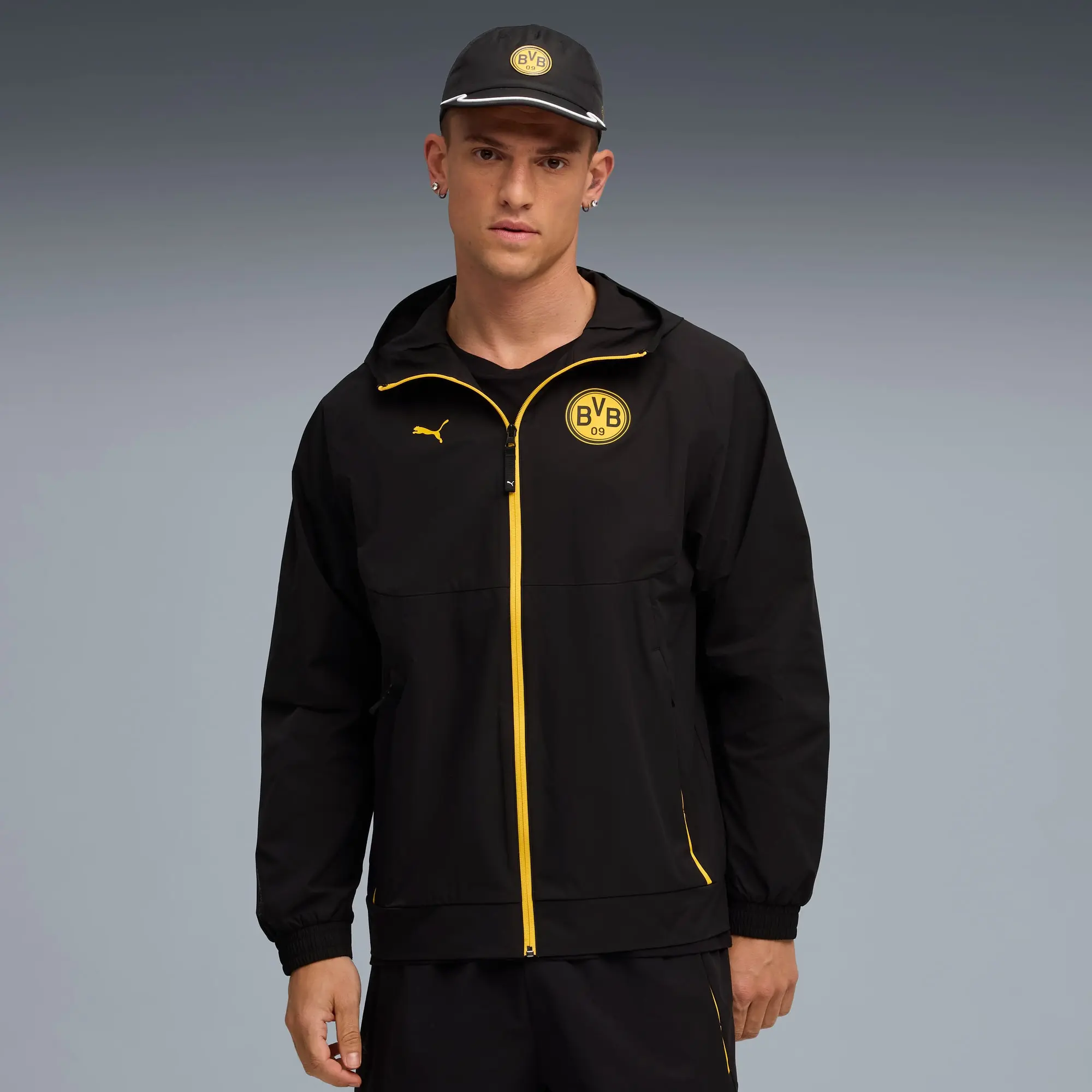 Borussia Dortmund PUMAtech Woven Jacket Men, Black/Yellow Sizzle, size 3XL