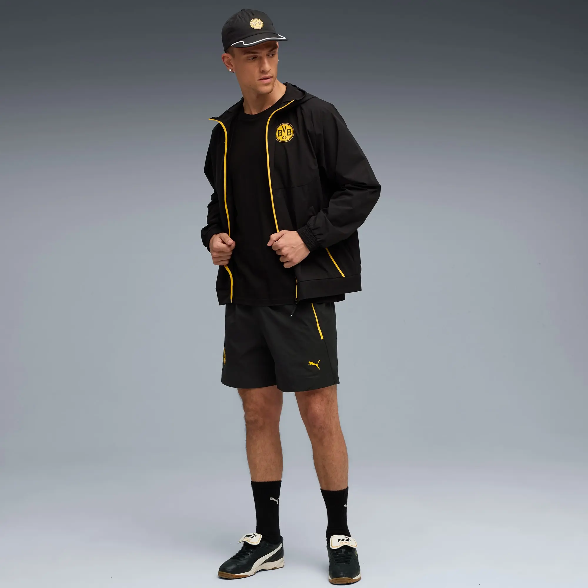 Borussia Dortmund PUMAtech Woven Jacket Men, Black/Yellow Sizzle, size 3XL