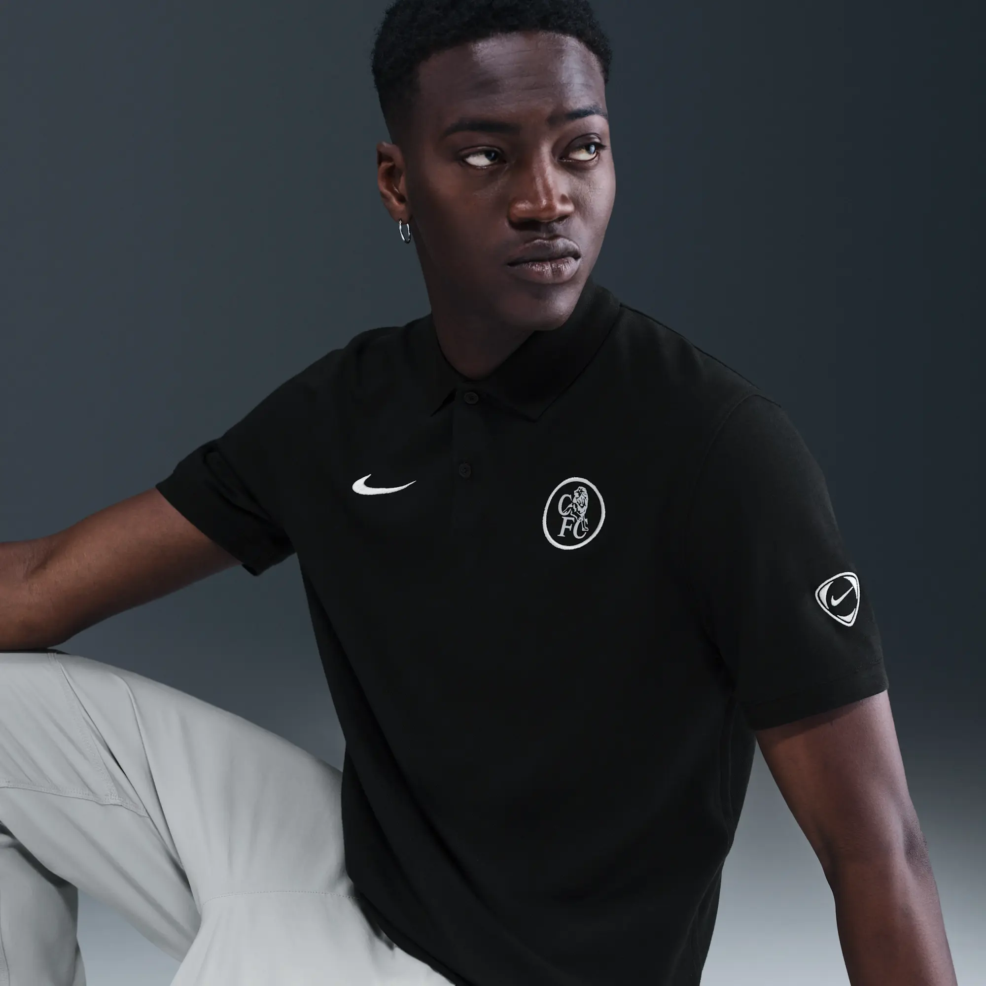 Chelsea F.C. The Nike Polo Third Men's Nike Dri-FIT Football Polo - Black - Sustainable Materials