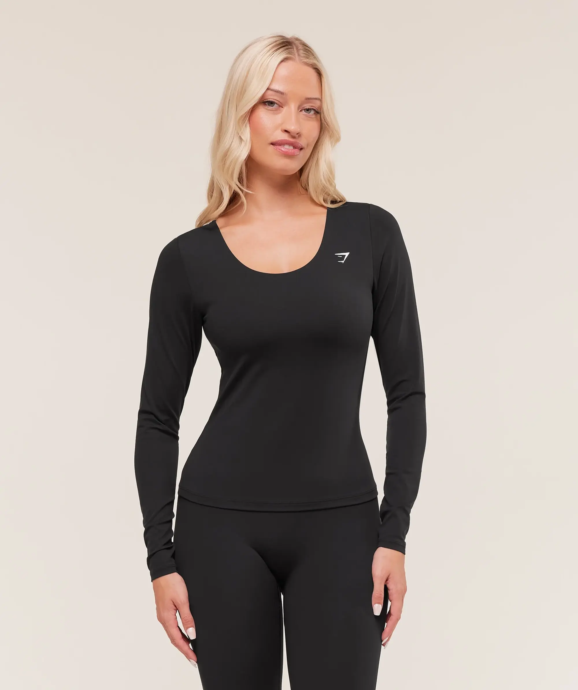  Twist Back Long Sleeve Top - Black