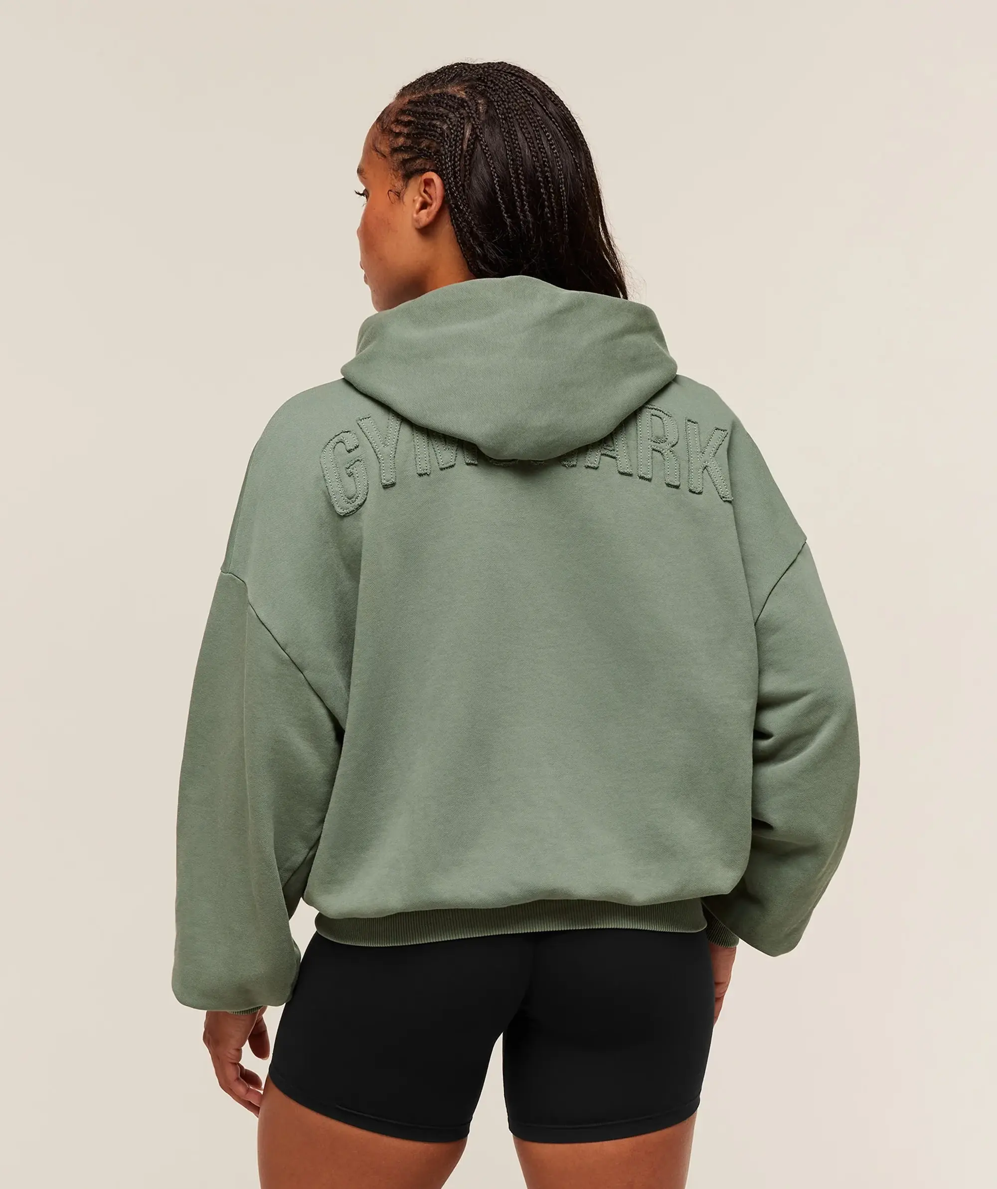  Power Washed Oversized Hoodie - Unit Green/Acid Wash Small Ball