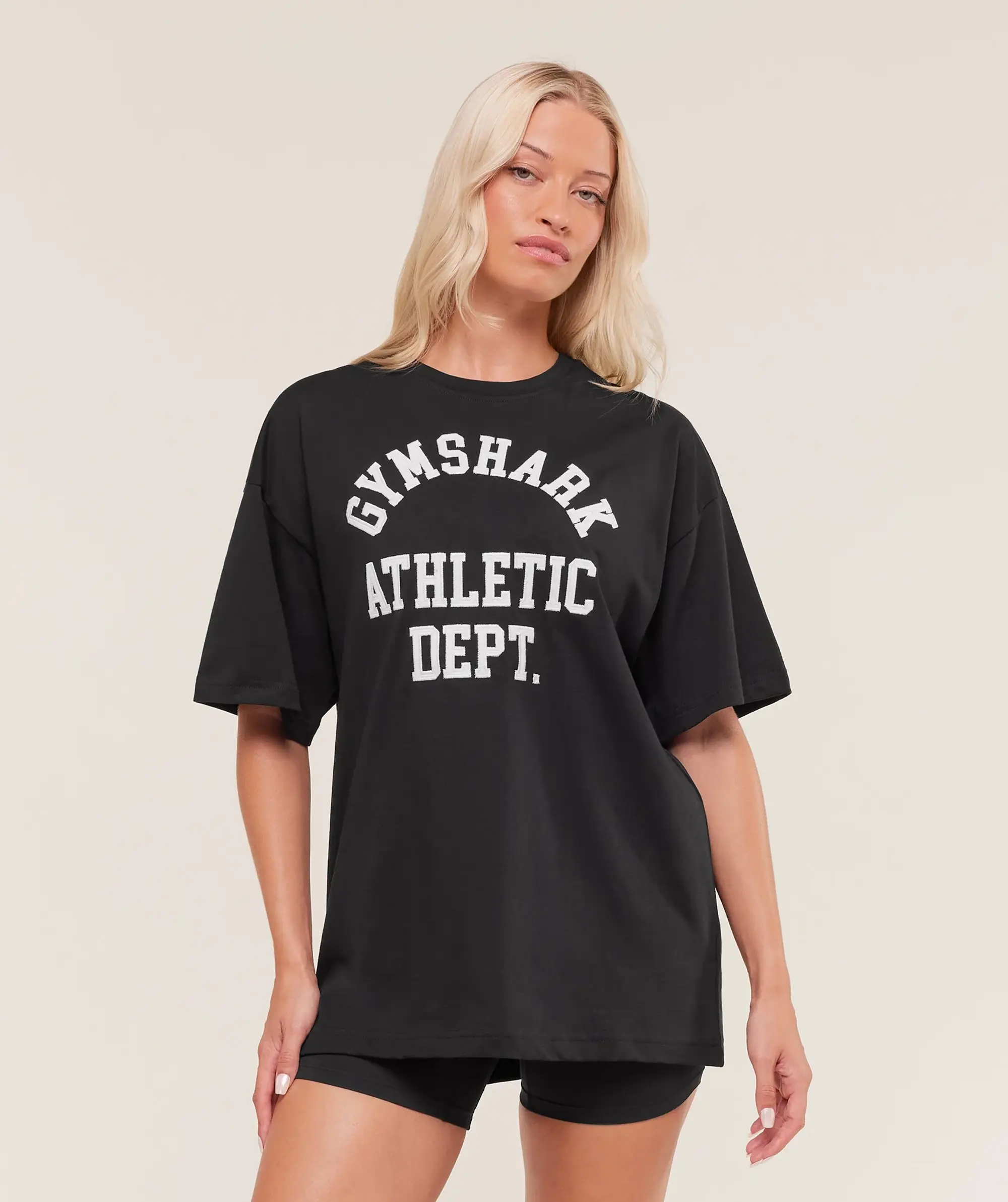  Athletic Department Oversized Graphic T-Shirt - Black