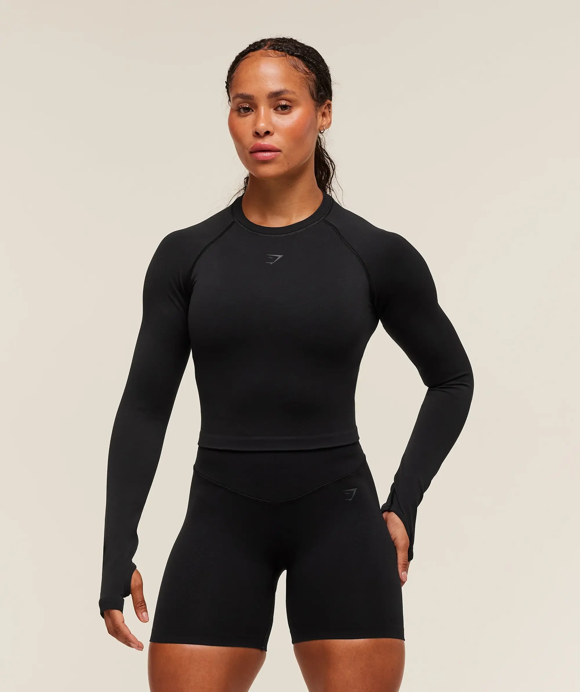  Activate Long Sleeve Crop Top - Black
