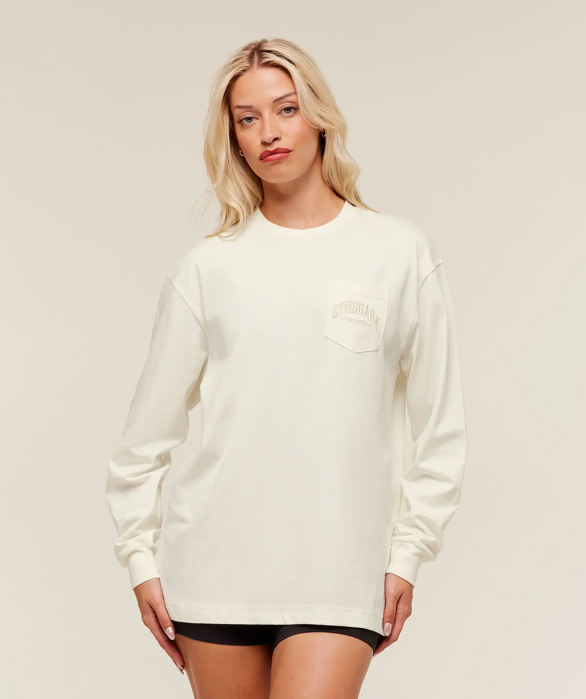  Collegiate Graphic Long Sleeve T-Shirt - Soft White