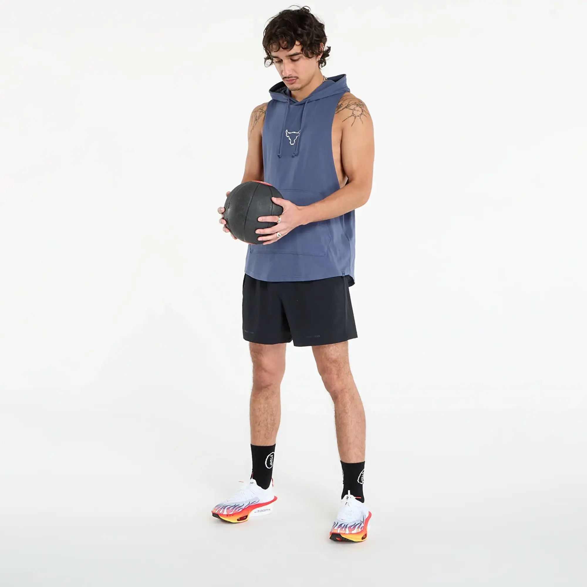 Under Armour Project Rock Men's Sleeveless Hoodie Downpour Gray / Stone L
