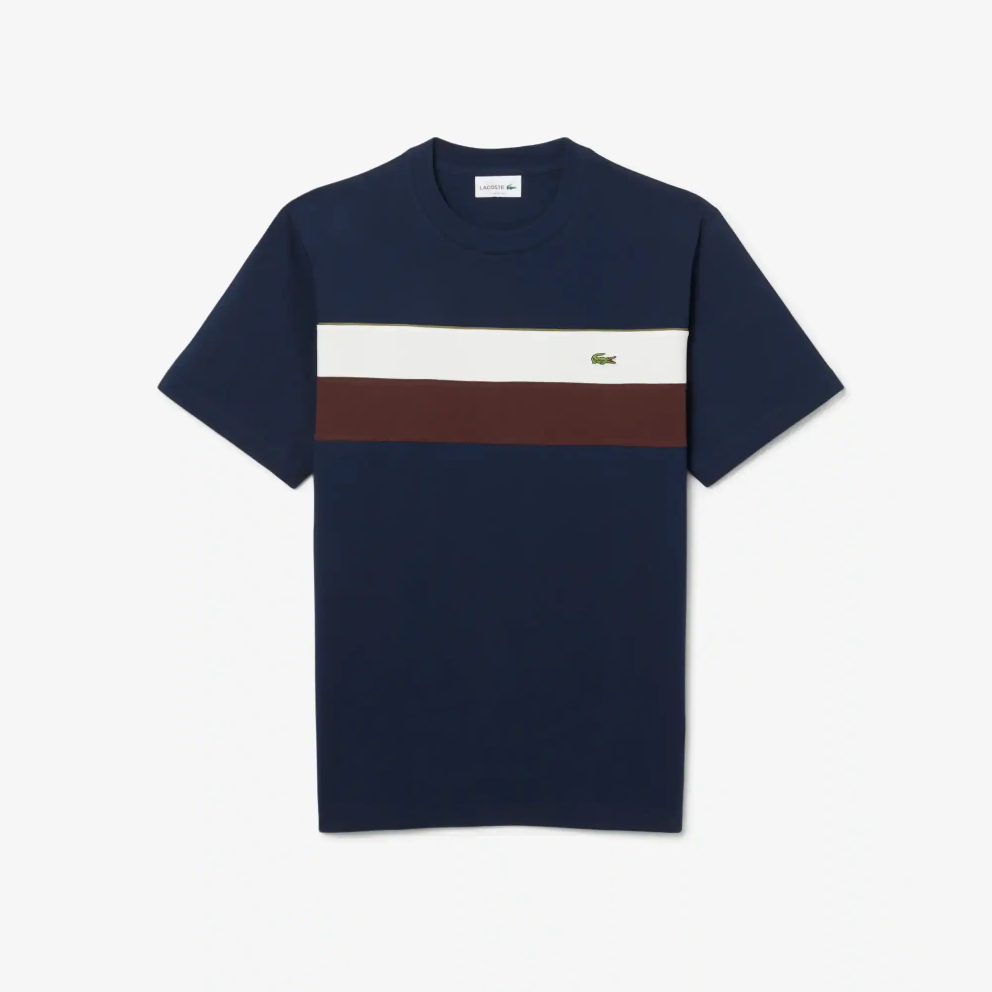 Lacoste Jersey Colour-Block T-shirt - Navy Blue / White / Brown
