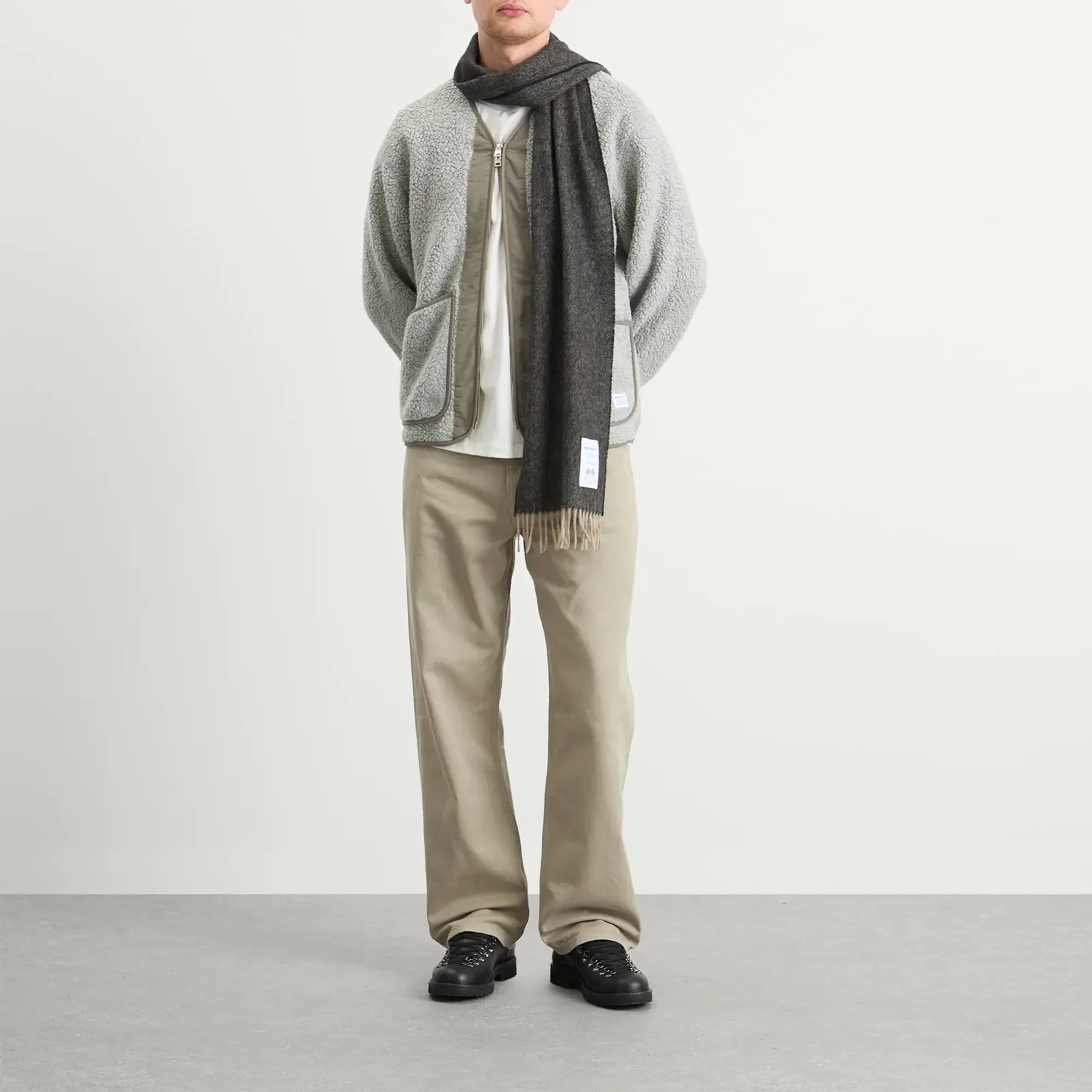 Norse Projects Men's Norse Moon Merino Lambswool Scarf Seal Brown