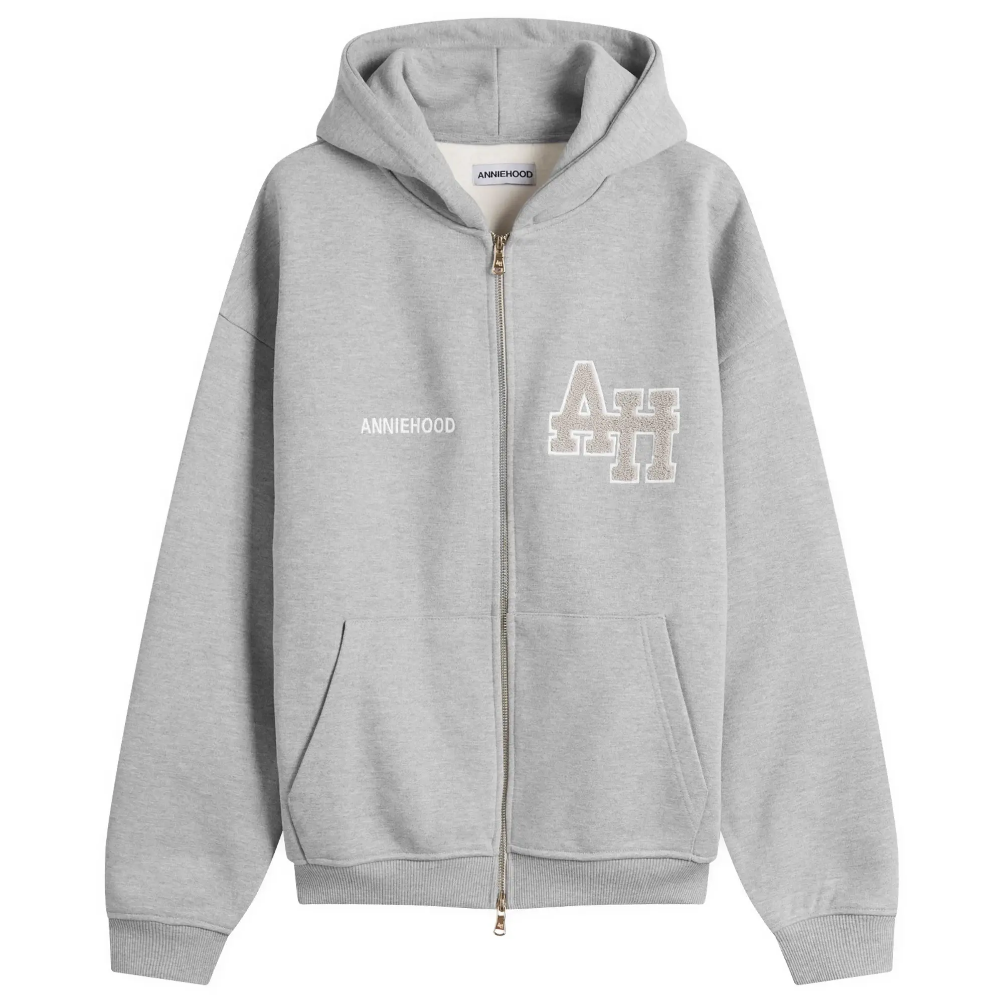ANNIE HOOD Men's College Zip Hoodie Grey/Grey