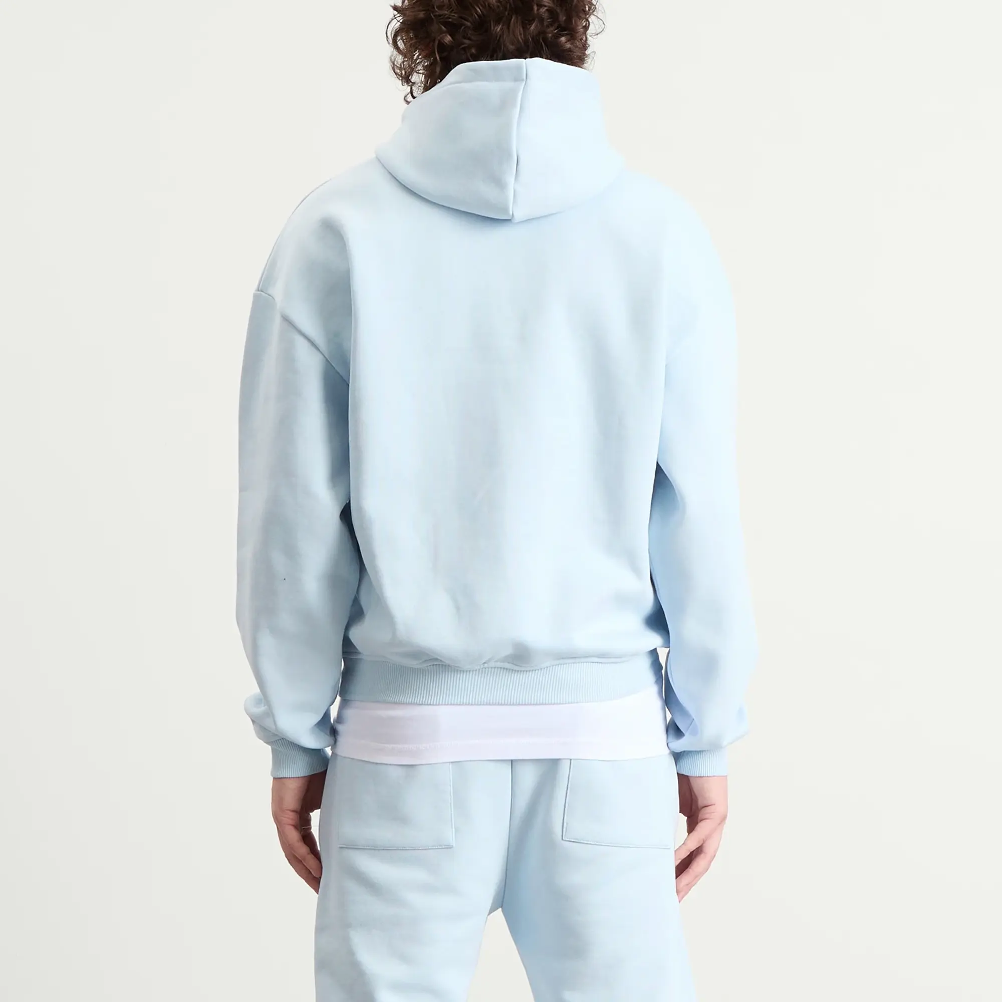 ANNIE HOOD Men's College Hoodie Baby Blue/White