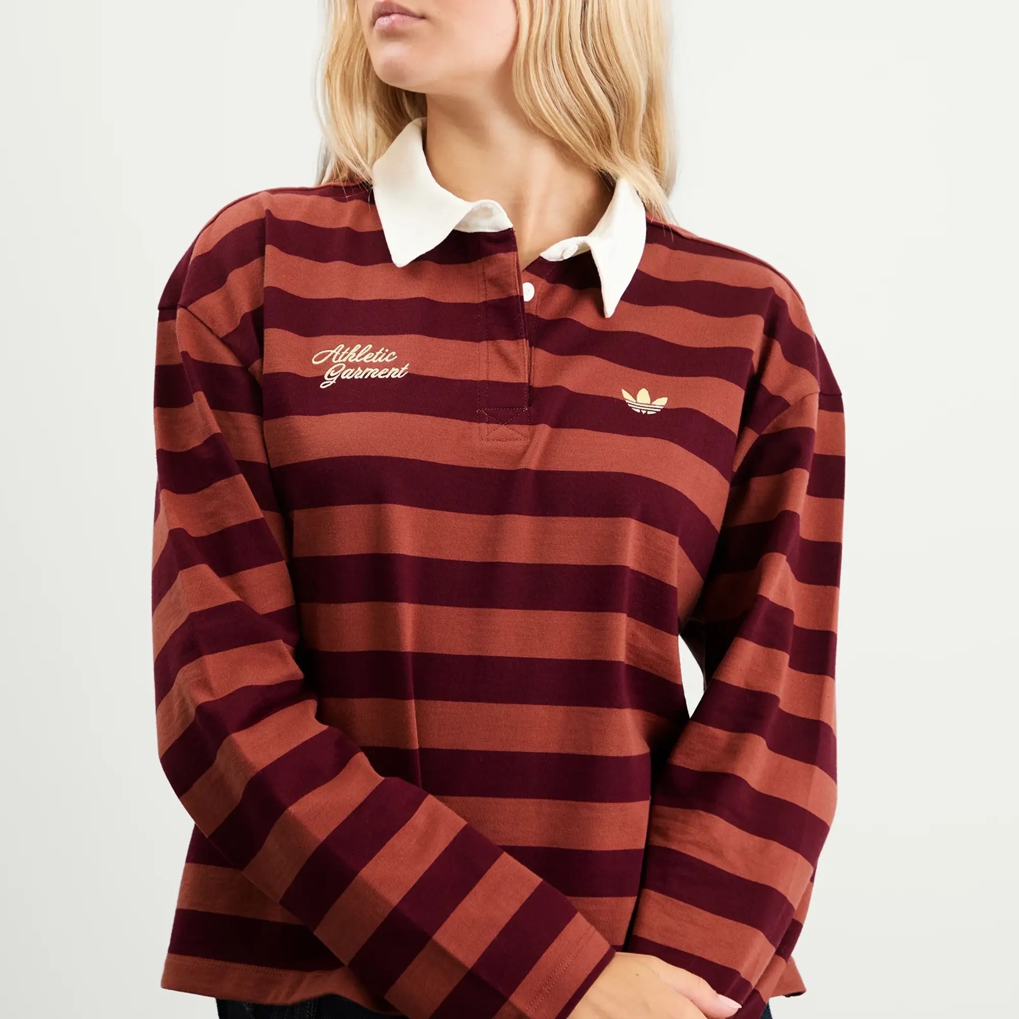 Adidas Women's Ls Gfx Polo Maroon/Wild Sepia