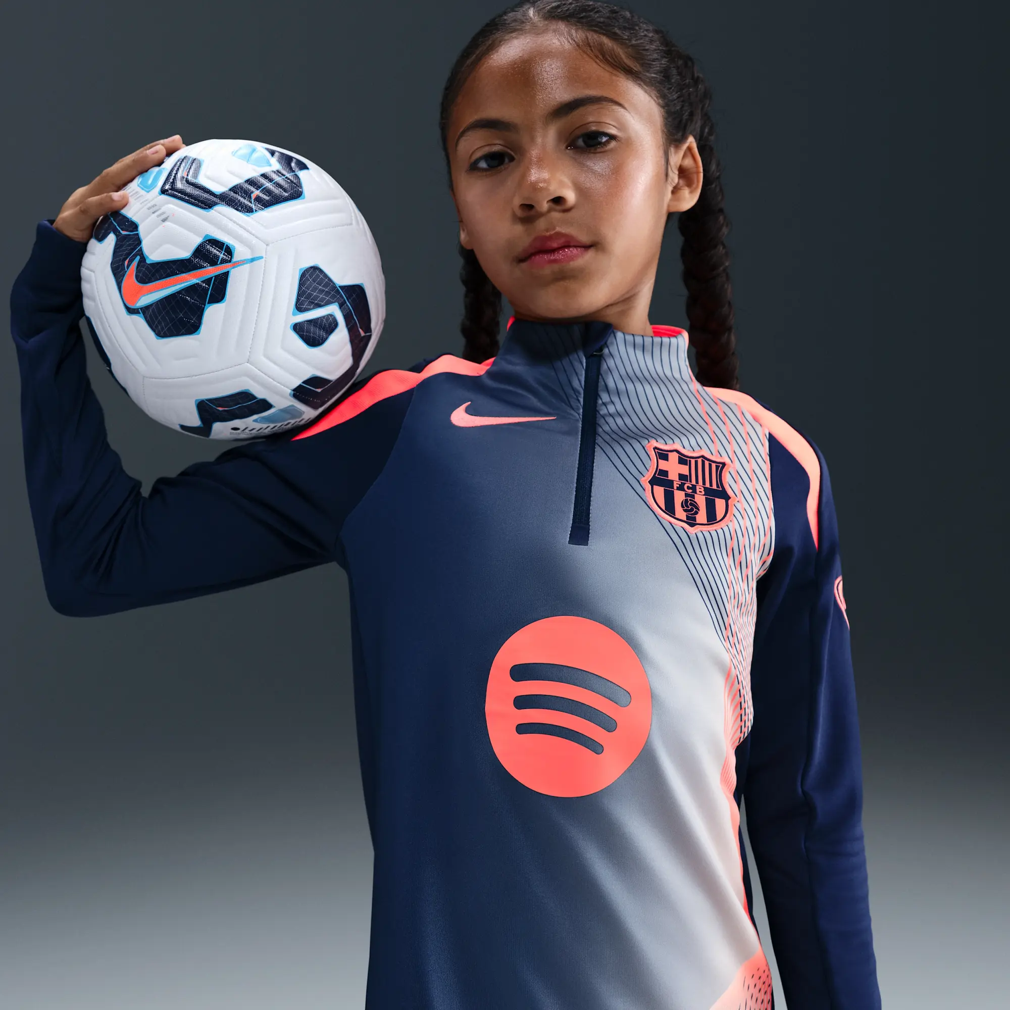 F.C. Barcelona Strike Third Older Kids' Nike Dri-FIT Total 90 Football Pre-Match Drill Top - Blue - Polyester/Elastane