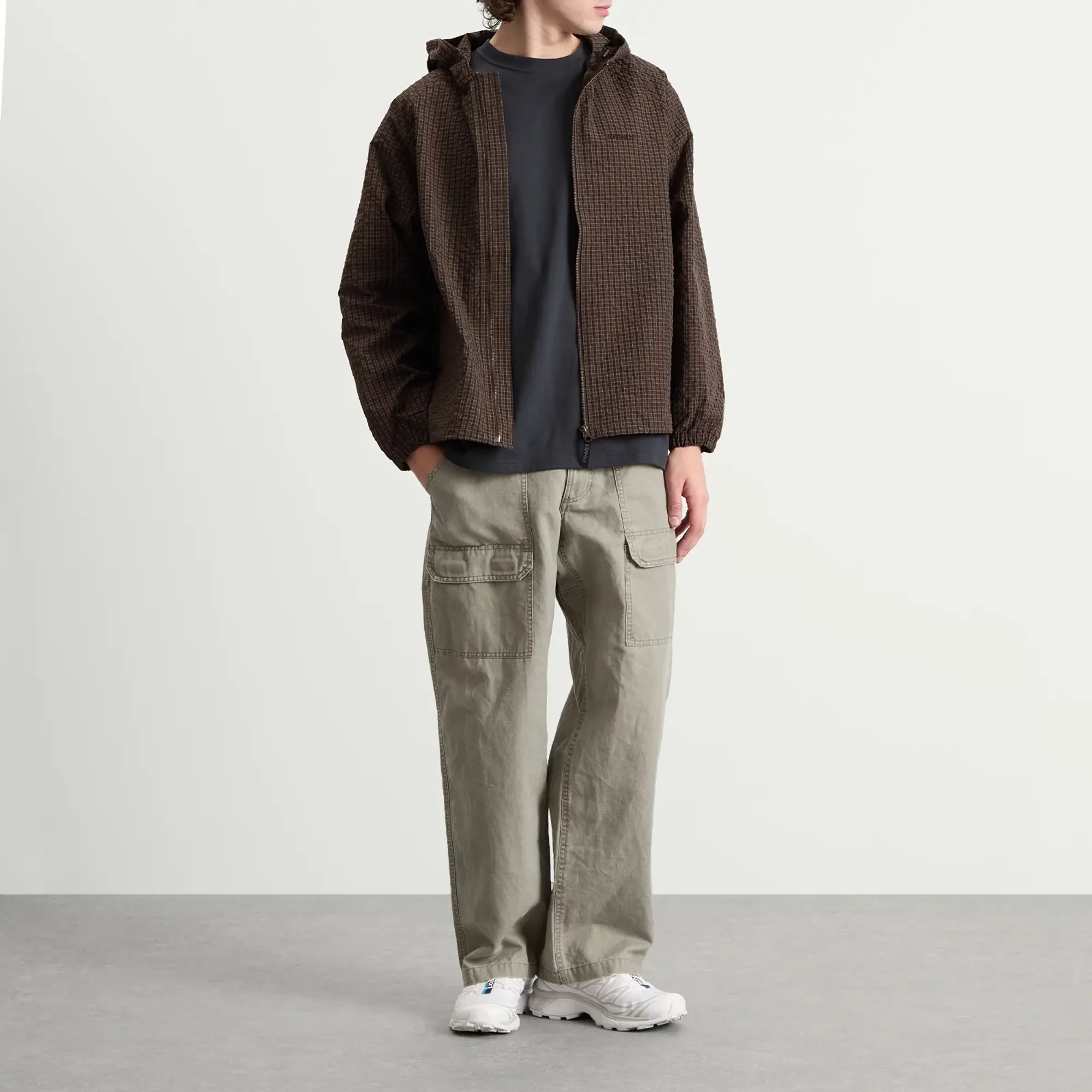 Gramicci Northside Plaid Hooded Jacket Deep Brown