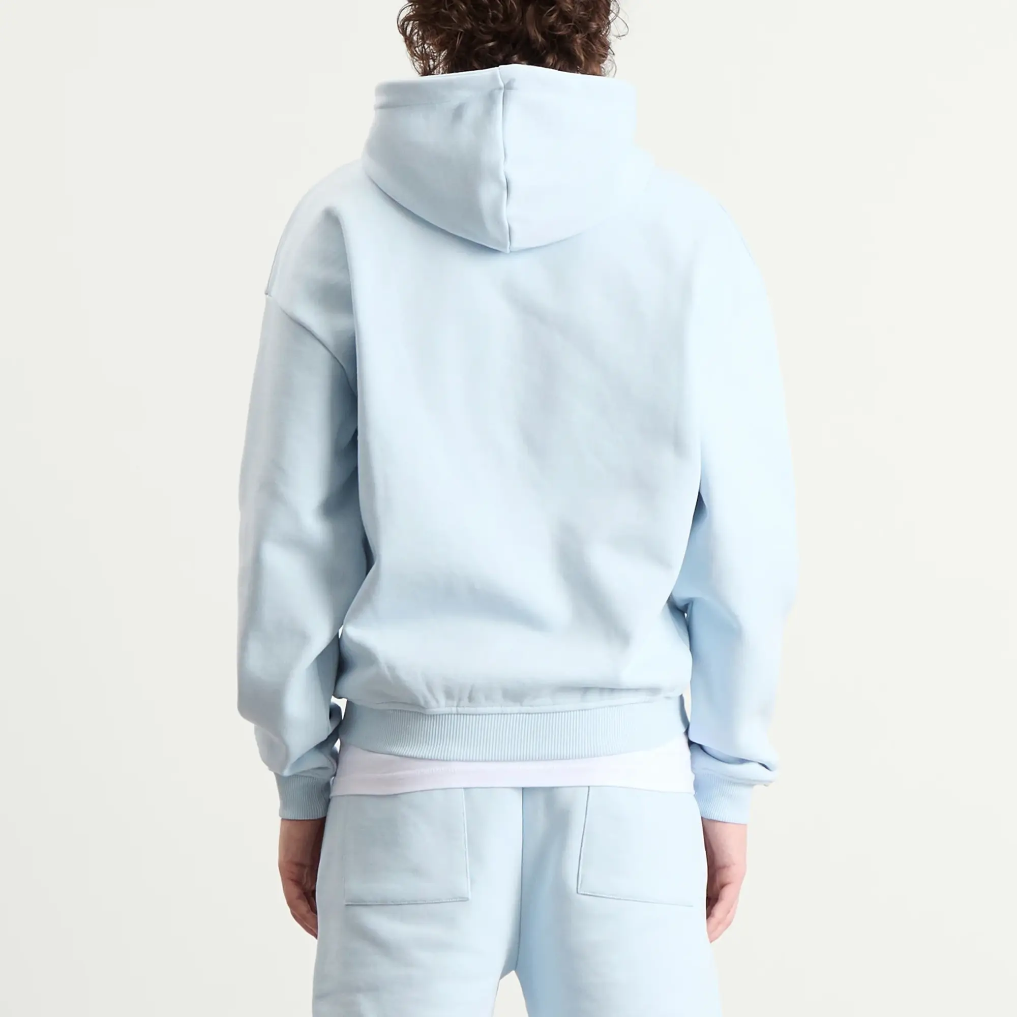 ANNIE HOOD Men's College Zip Hoodie Baby Blue/White