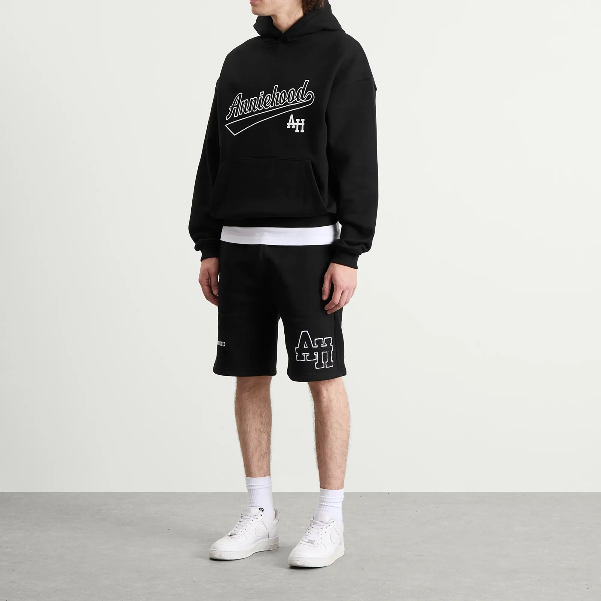 ANNIE HOOD Men's College Sweat Shorts Black/Black