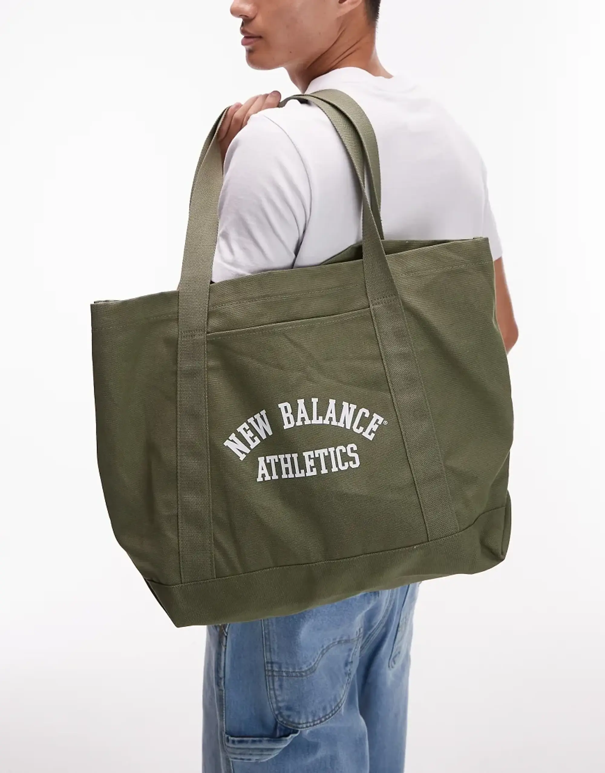 New Balance Canvas Tote In Khaki-Green