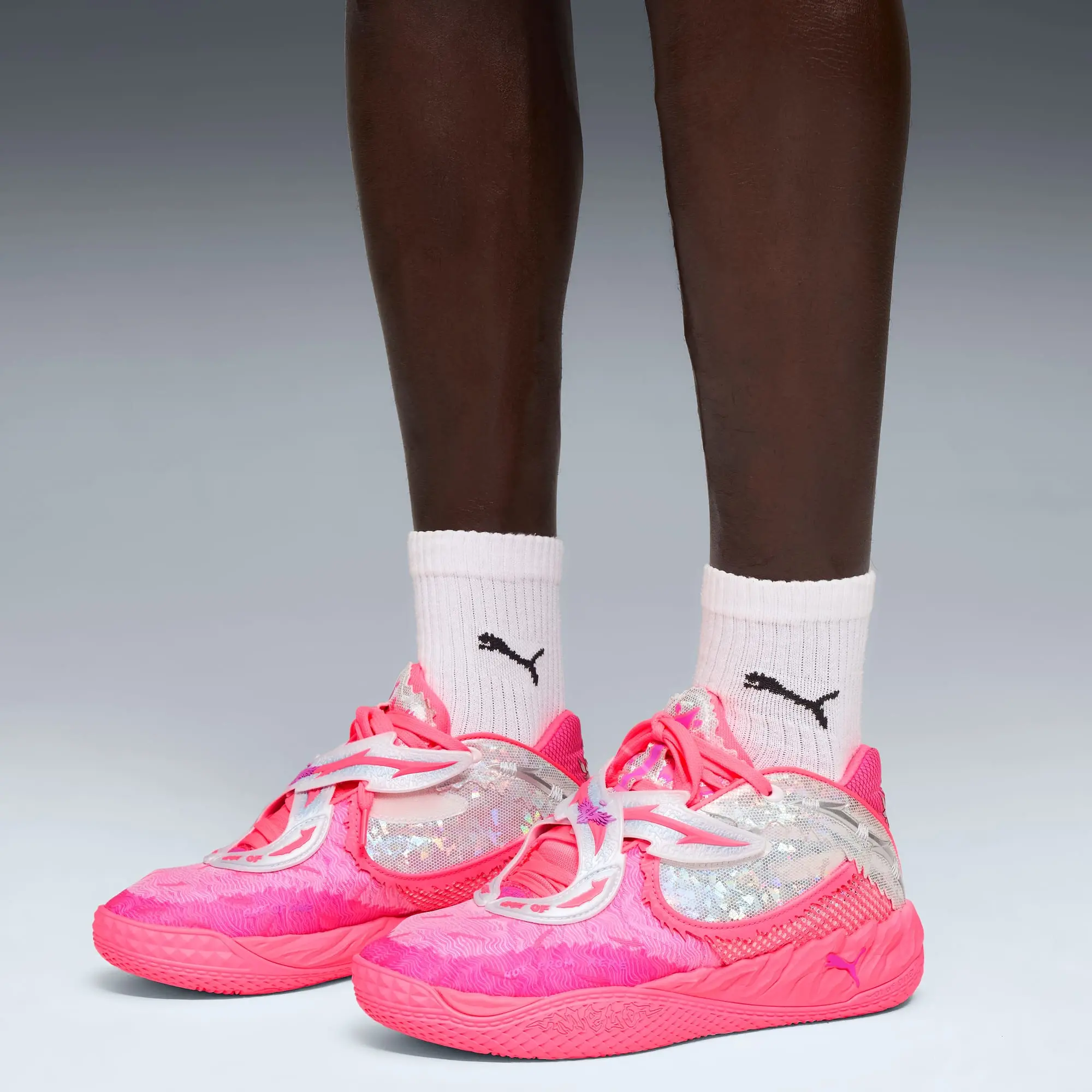 PUMA MB.05 World Tour Basketball Shoes Unisex, Sun Struck/Pure Magenta, size 10