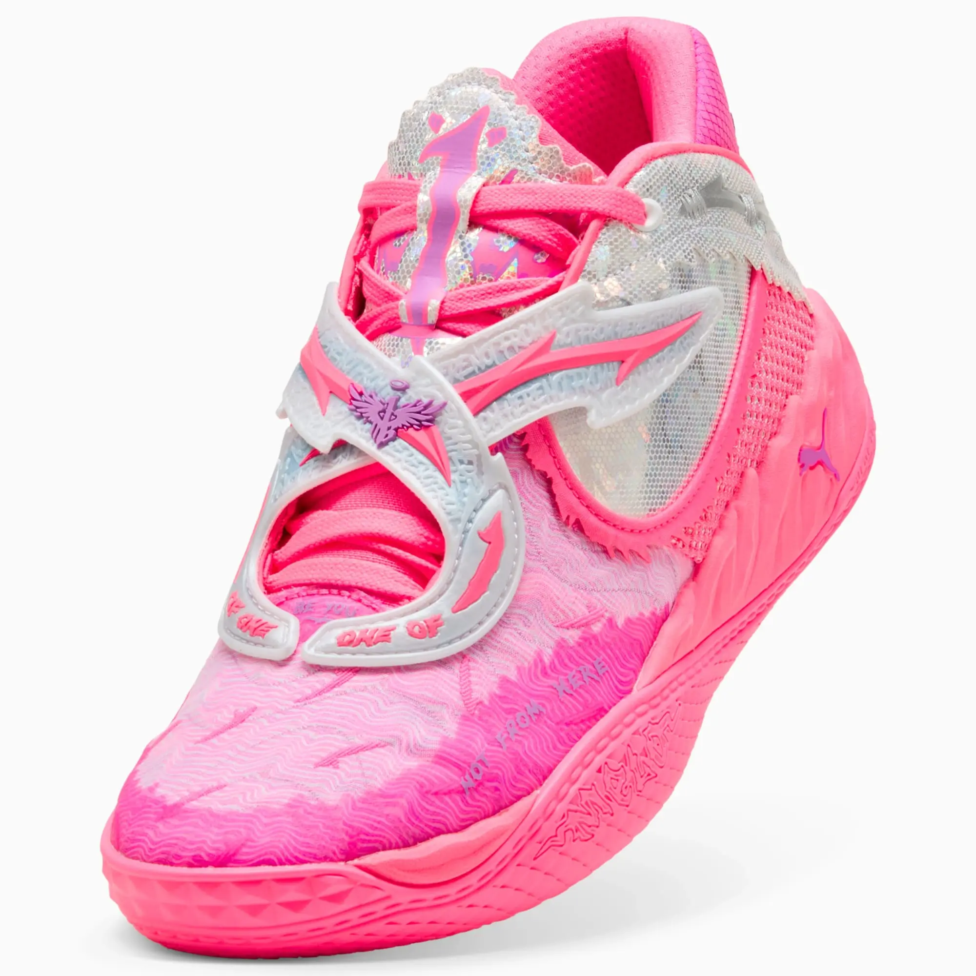 PUMA MB.05 World Tour Basketball Shoes Unisex, Sun Struck/Pure Magenta, size 10