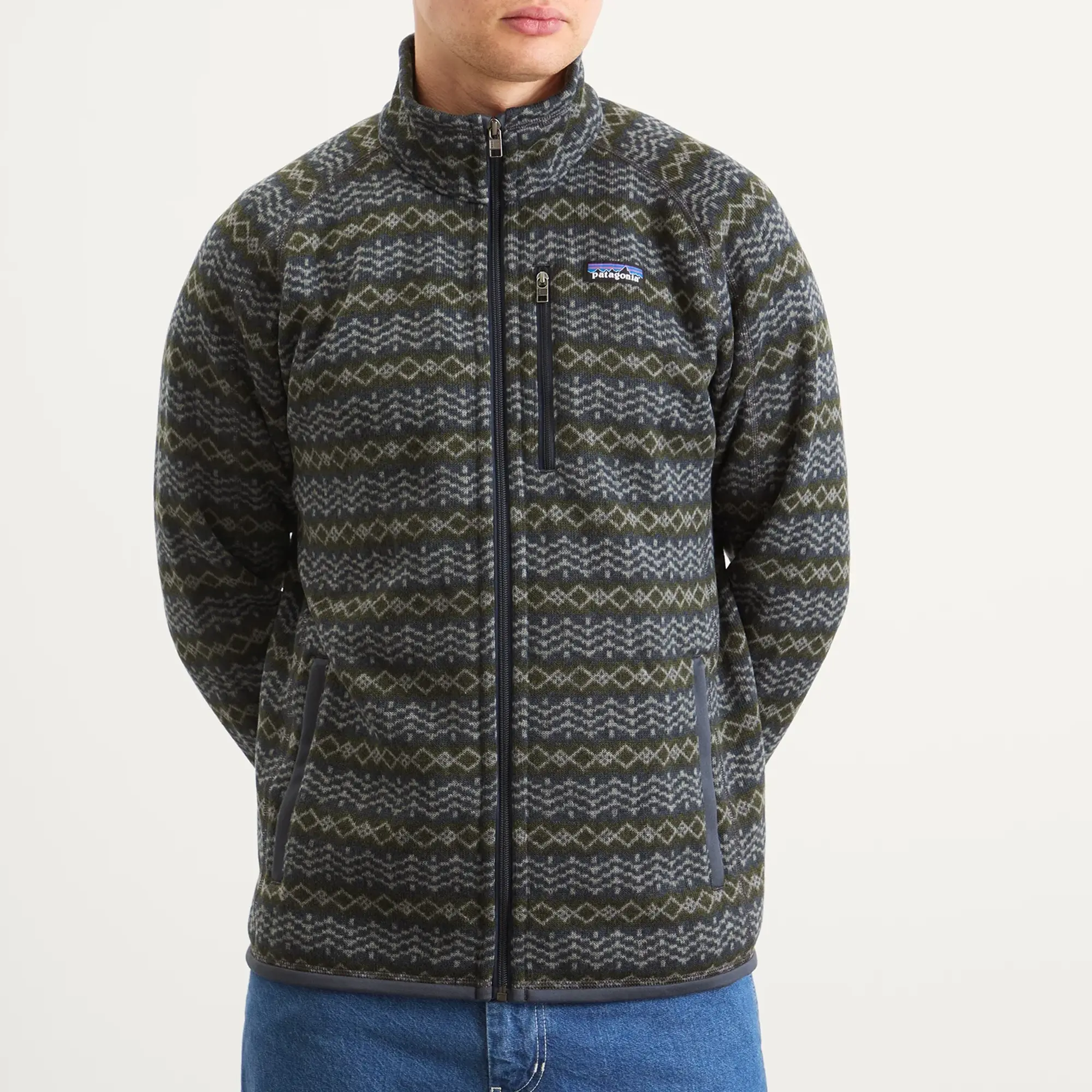 Patagonia Men's Better Sweater Jacket Woven Together Smolder Blue