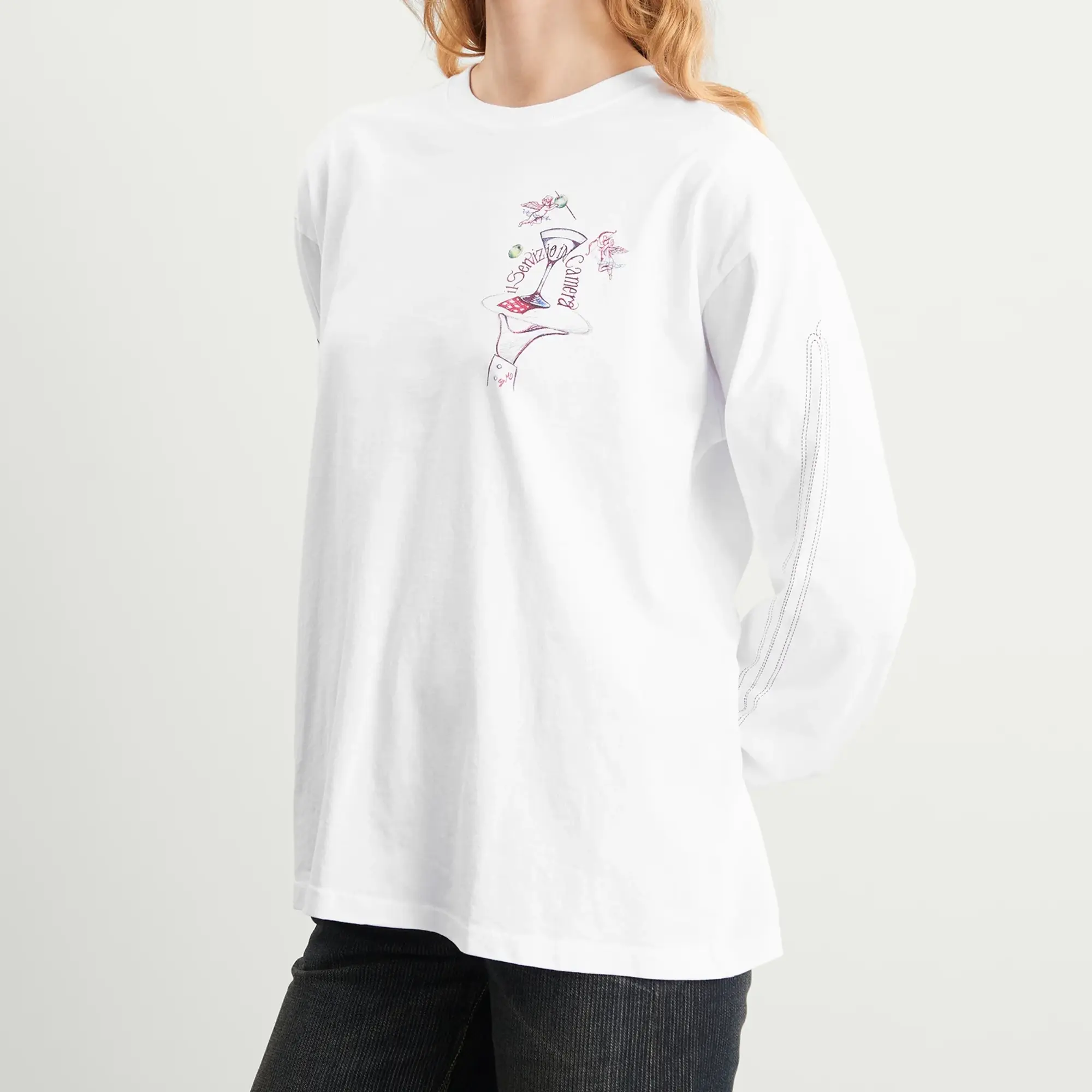 Damson Madder Women's Olive Hotel Long Sleeve T-Shirt White