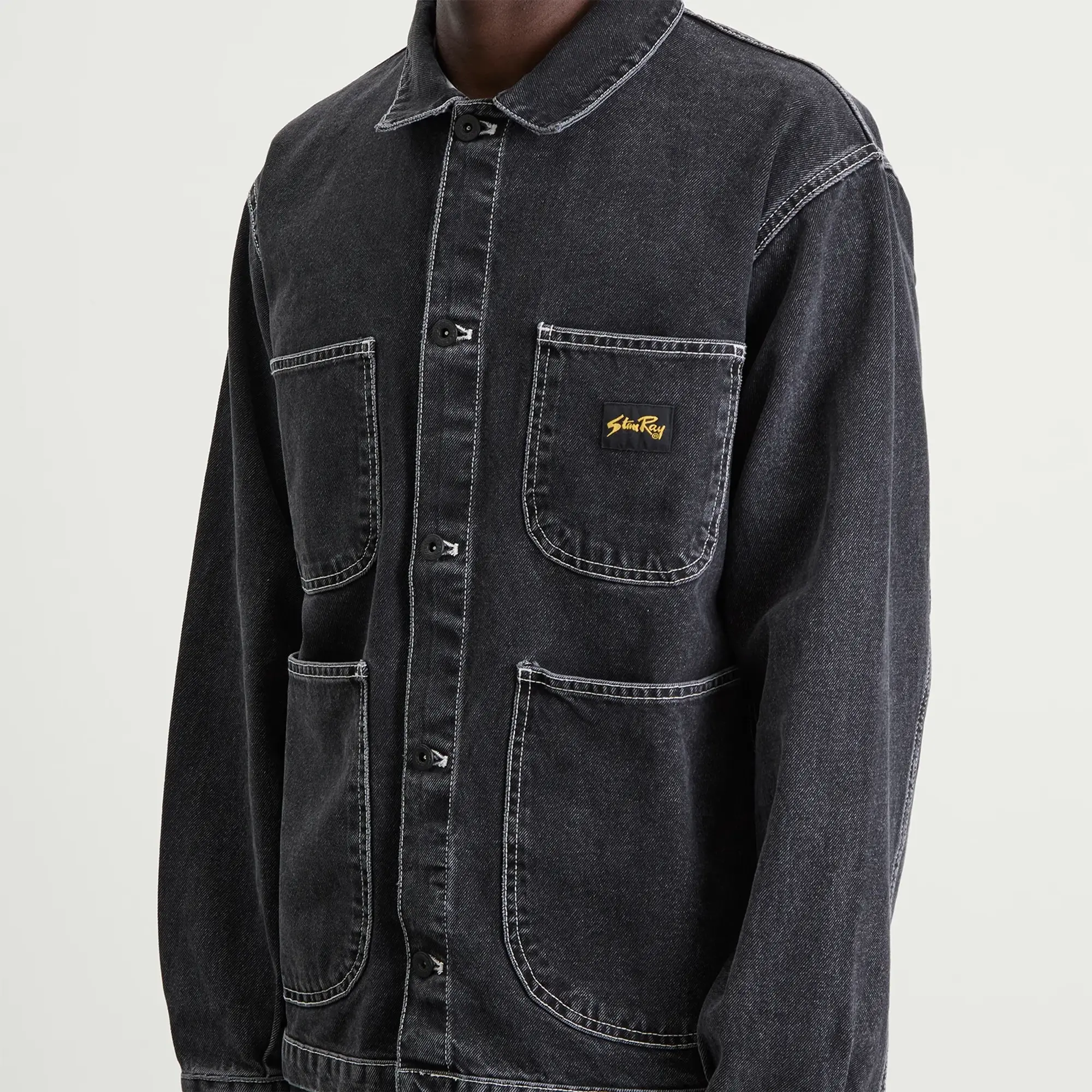 Stan Ray Men's Coverall Jacket Stonewashed Black Denim