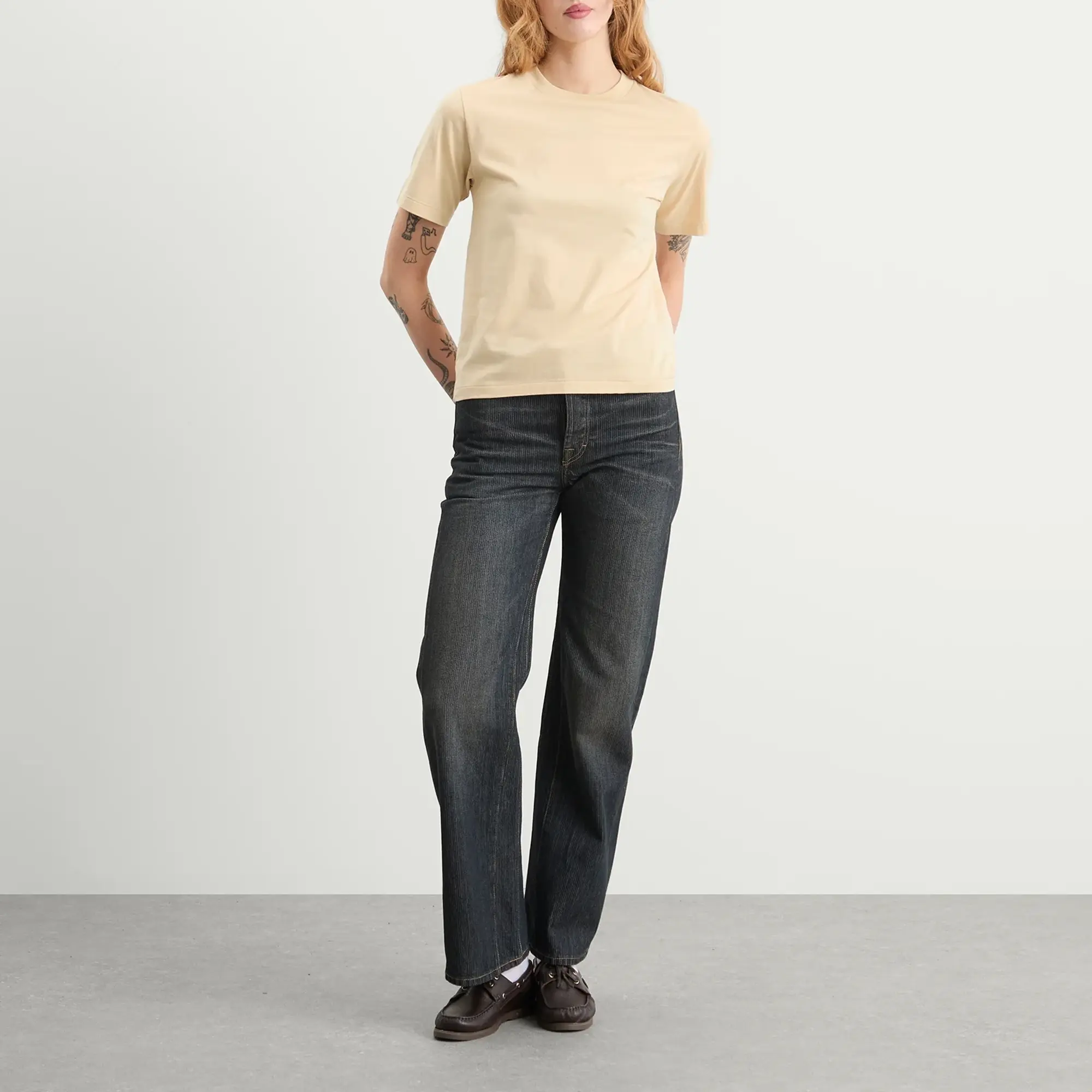 Auralee Women's High Twist Cotton Jersey T-Shirt Light Beige