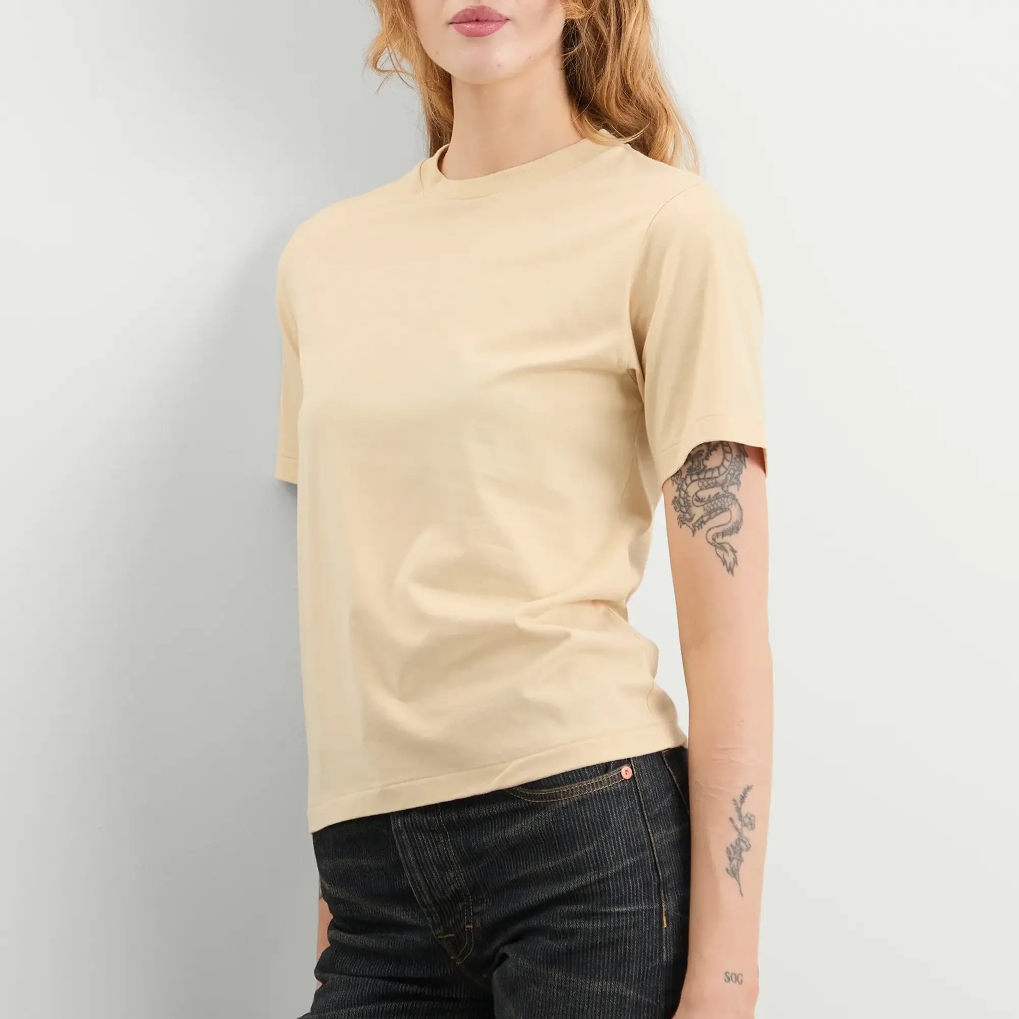 Auralee Women's High Twist Cotton Jersey T-Shirt Light Beige
