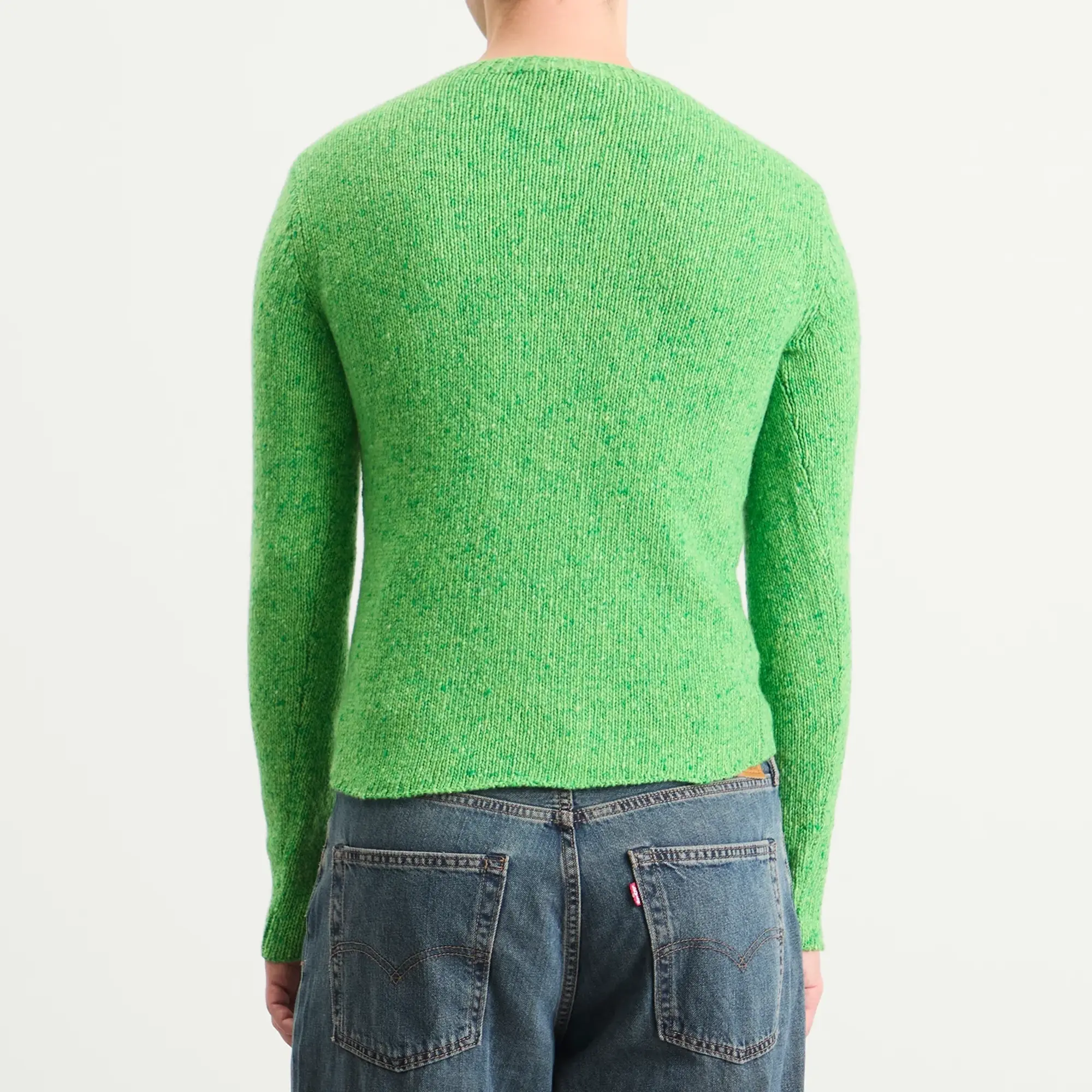 Auralee Men's Cashmere Melange Knit P/O Top Green