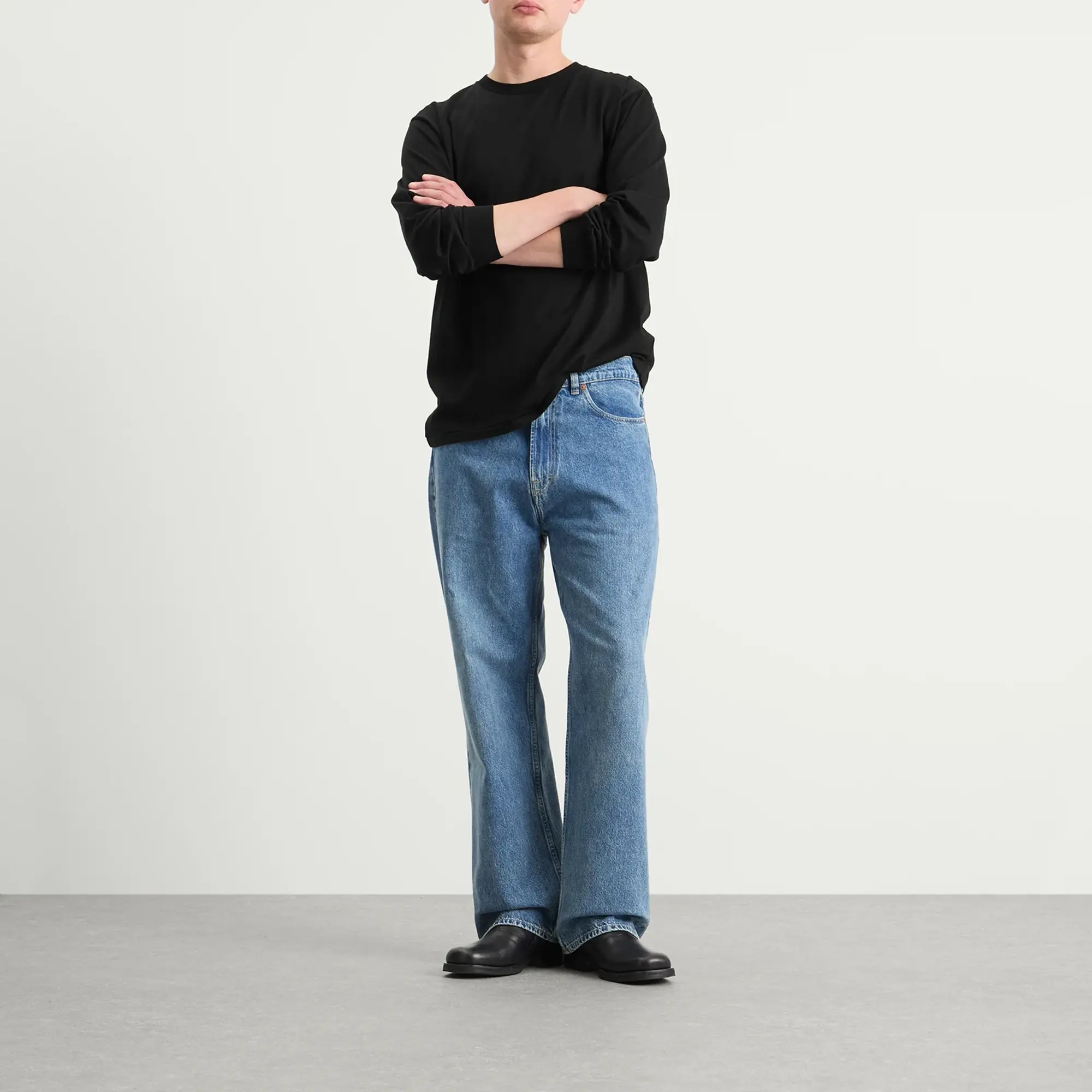 Auralee Men's *LUSTER PLAITING L/S TEE Black
