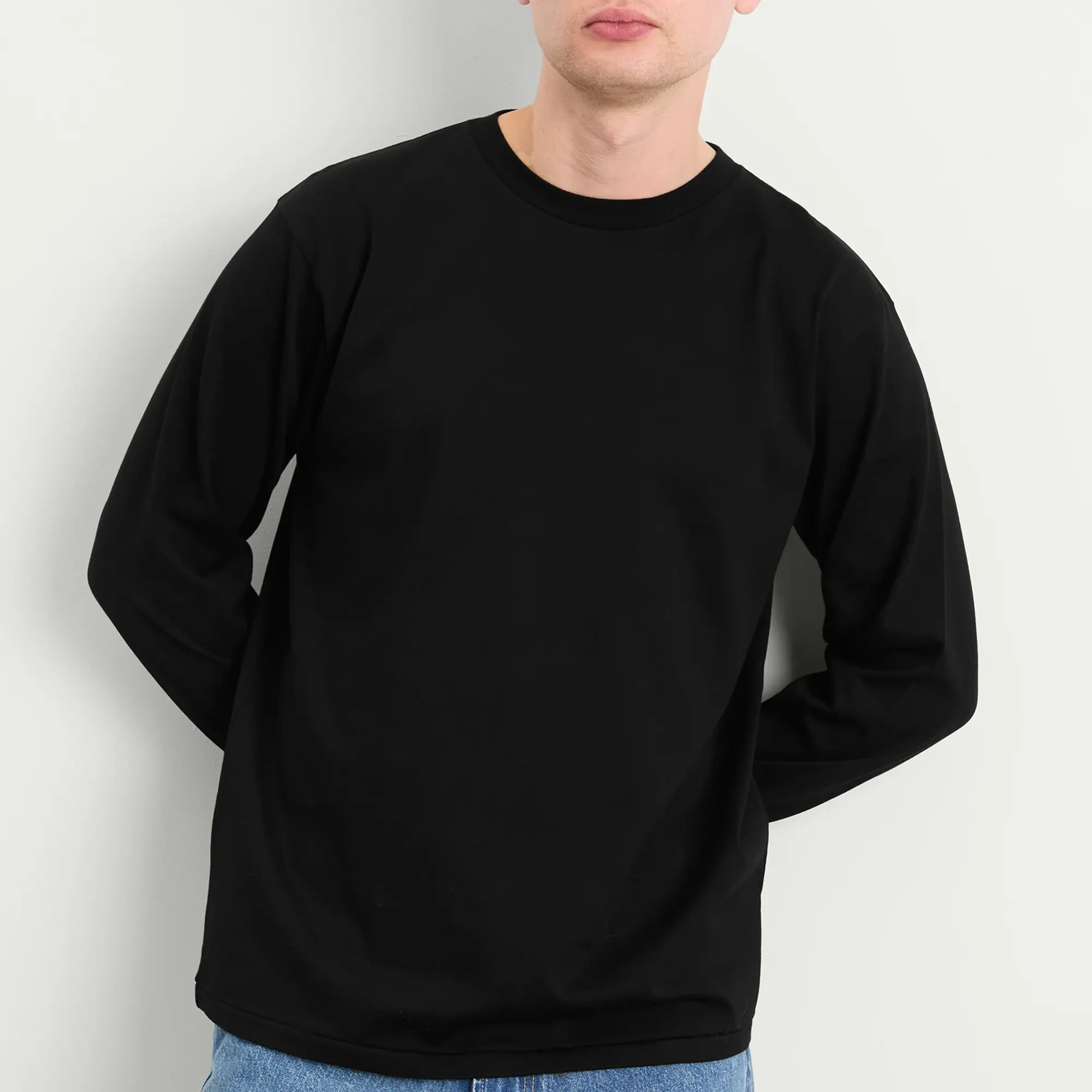 Auralee Men's *LUSTER PLAITING L/S TEE Black