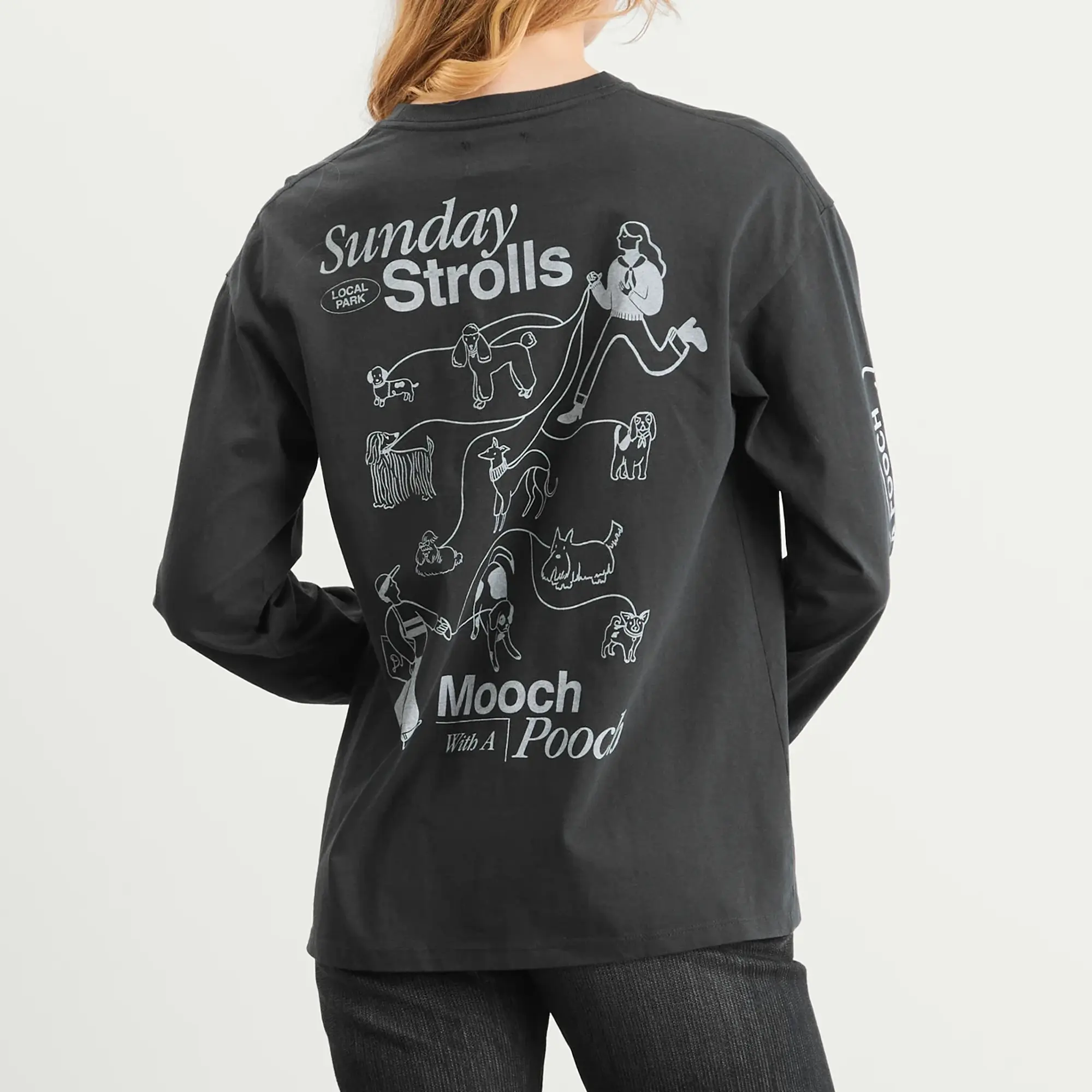 Damson Madder Women's Dog Walker Long Sleeve T-Shirt Black