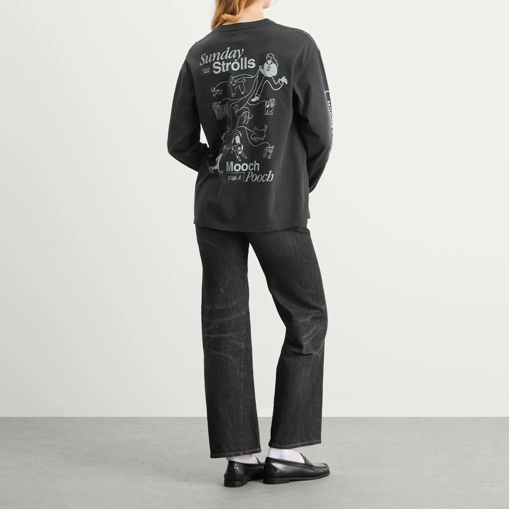 Damson Madder Women's Dog Walker Long Sleeve T-Shirt Black