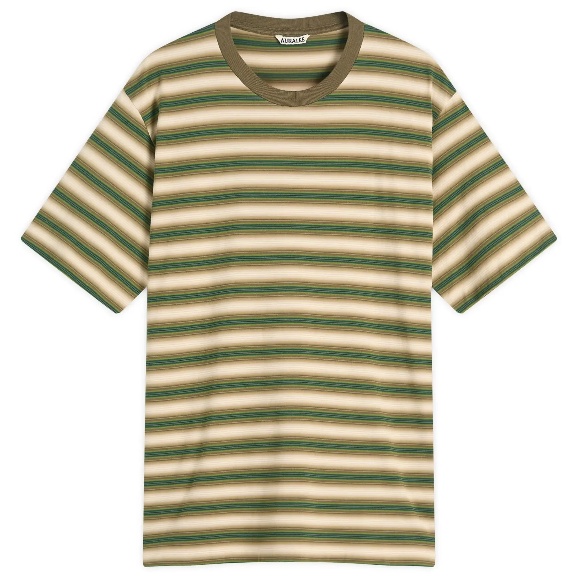 Auralee Men's Gradient Stripe Jersey Tee Fade Brown Stripe