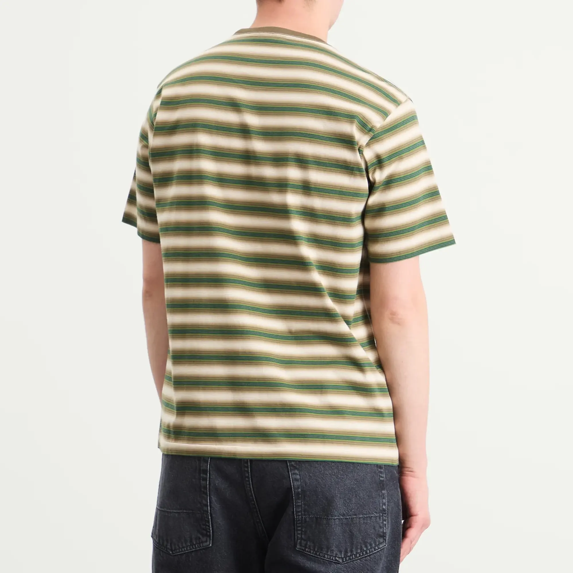 Auralee Men's Gradient Stripe Jersey Tee Fade Brown Stripe