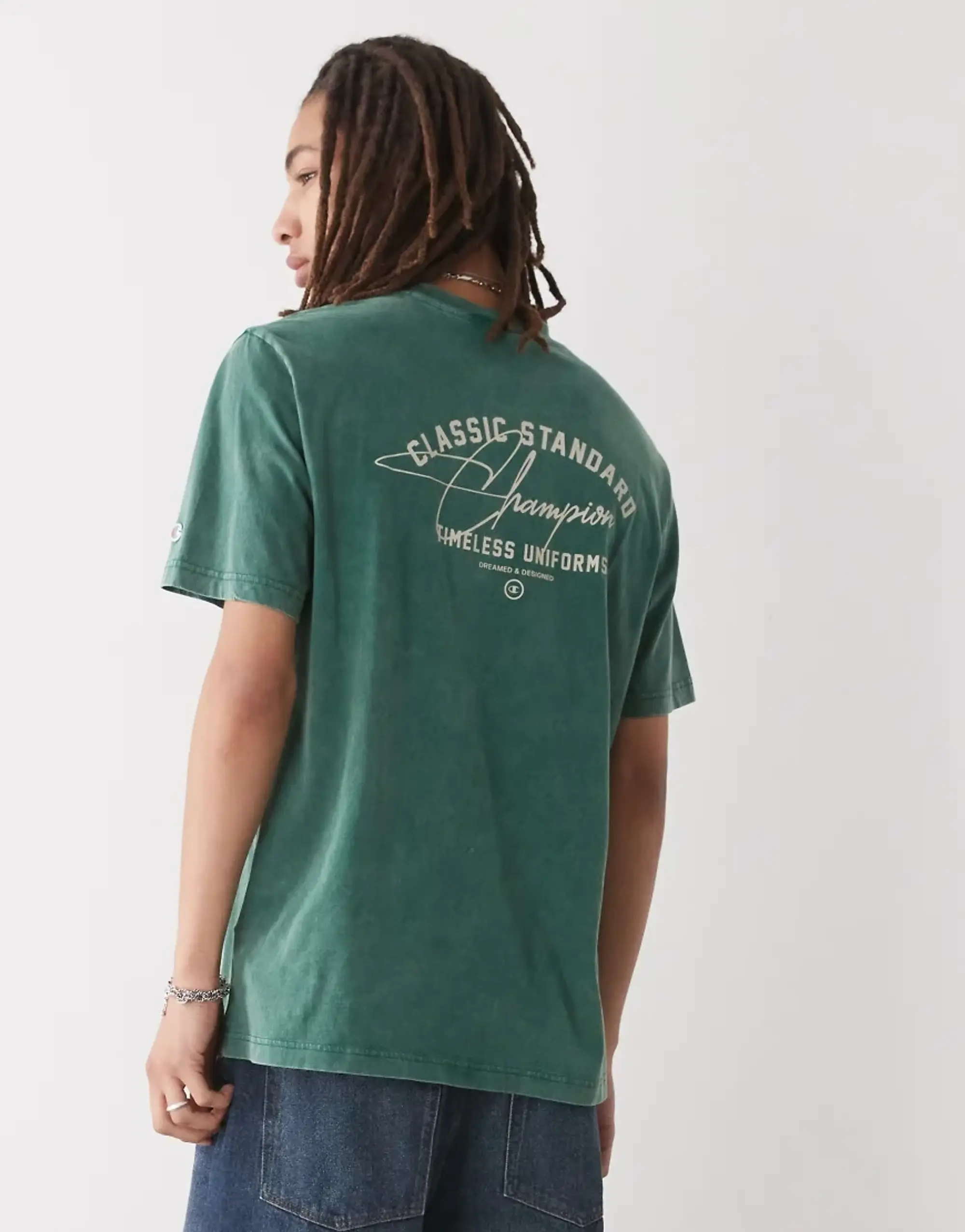 Champion Crewneck Graphic Back Print T-Shirt In Green