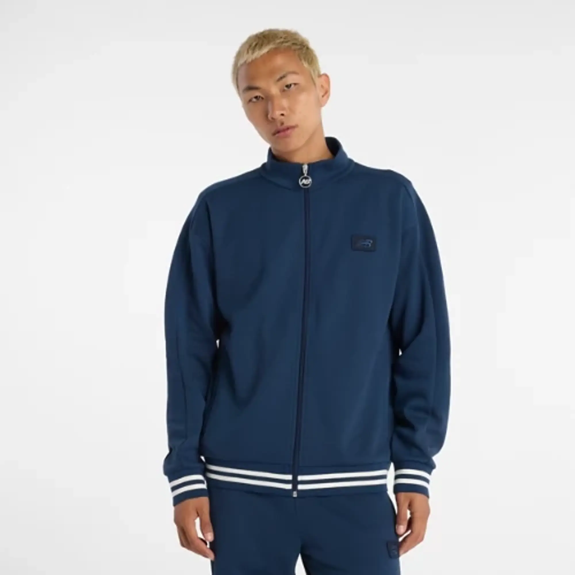 New Balance Men's Post Season Pique Track Jacket in Blue Cotton