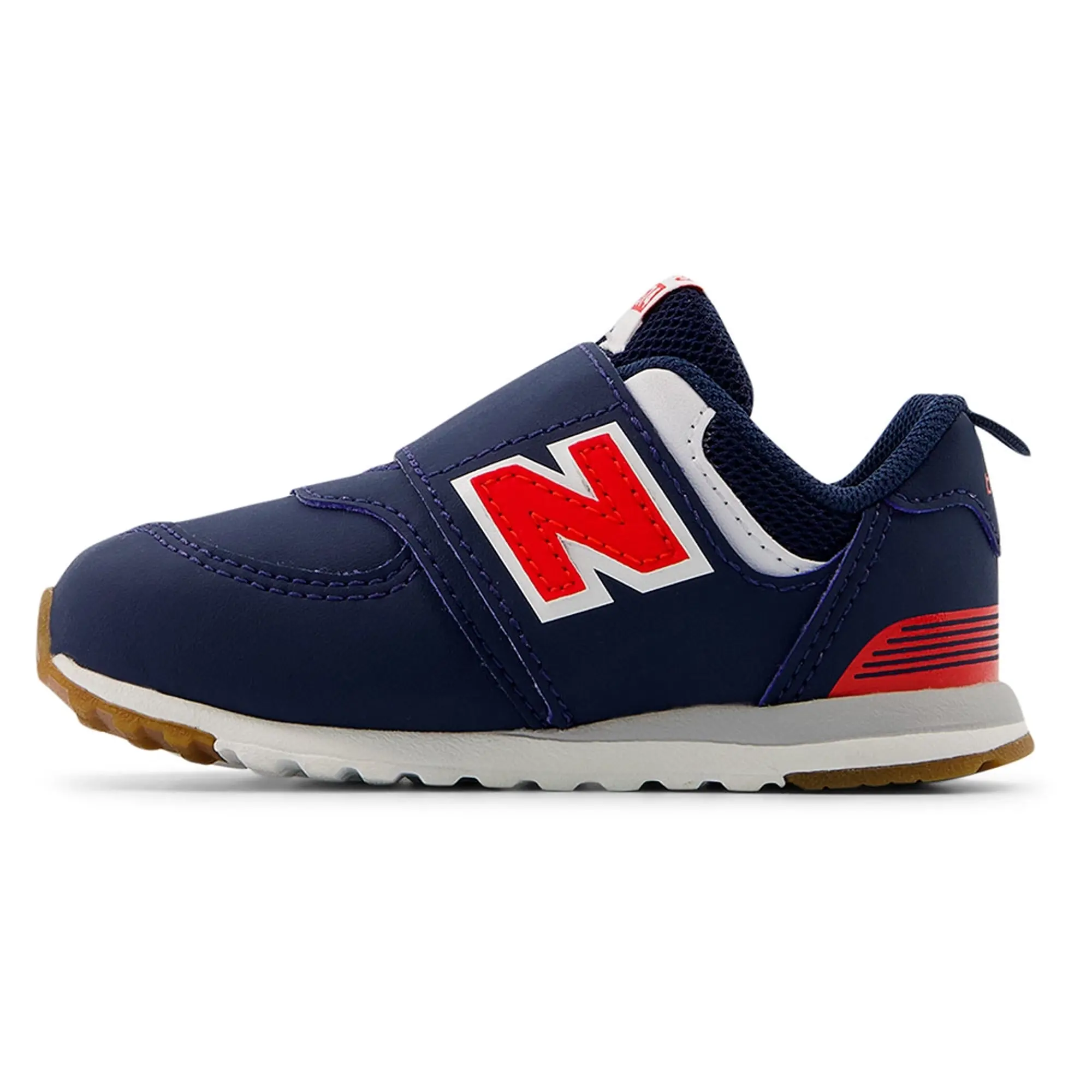 New Balance Kids' 574 NEW-B HOOK & LOOP in Blue/Red Leather