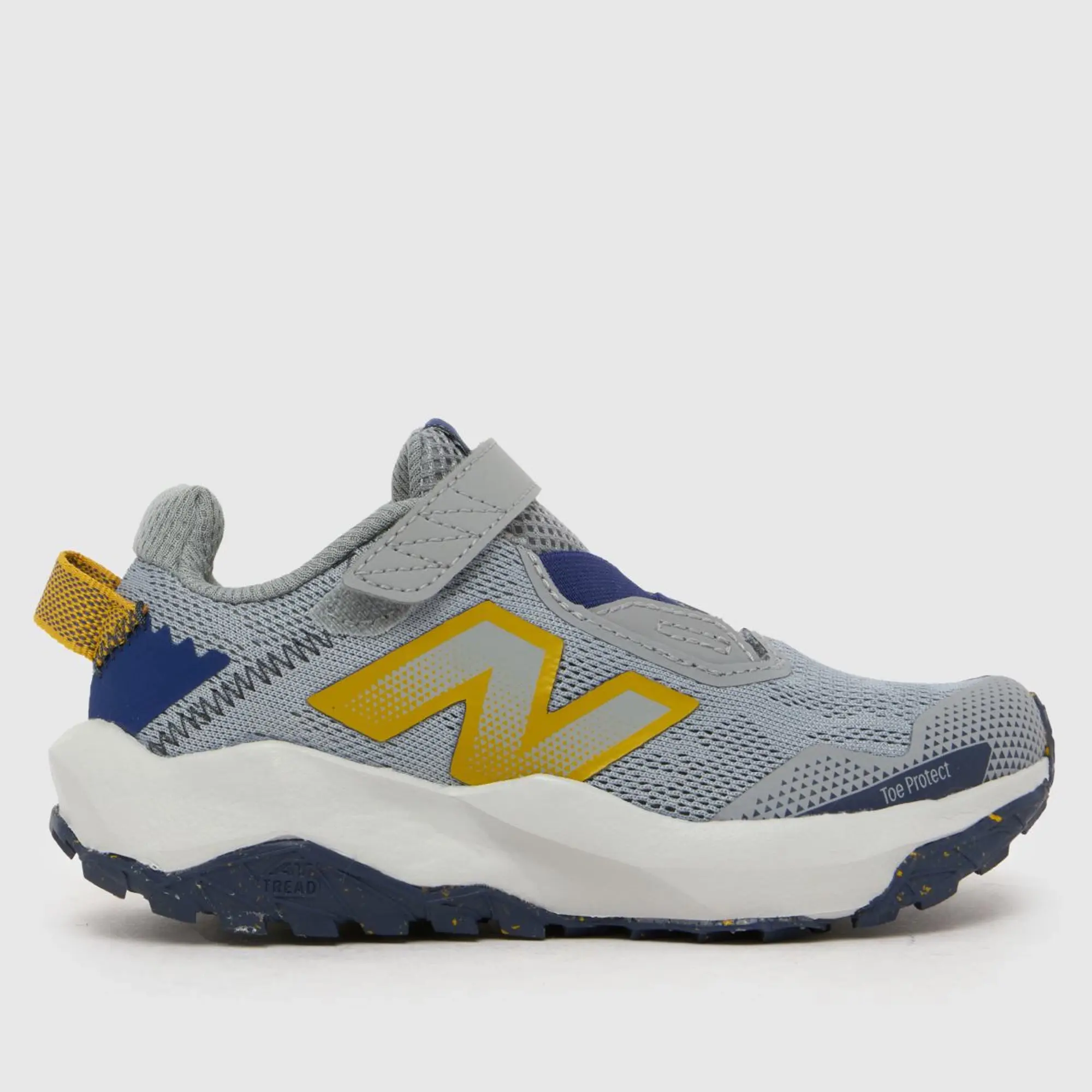 New Balance Kids' DynaSoft Nitrel v6 Bungee Lace with Top Strap in Grey/Blue/Yellow Mesh