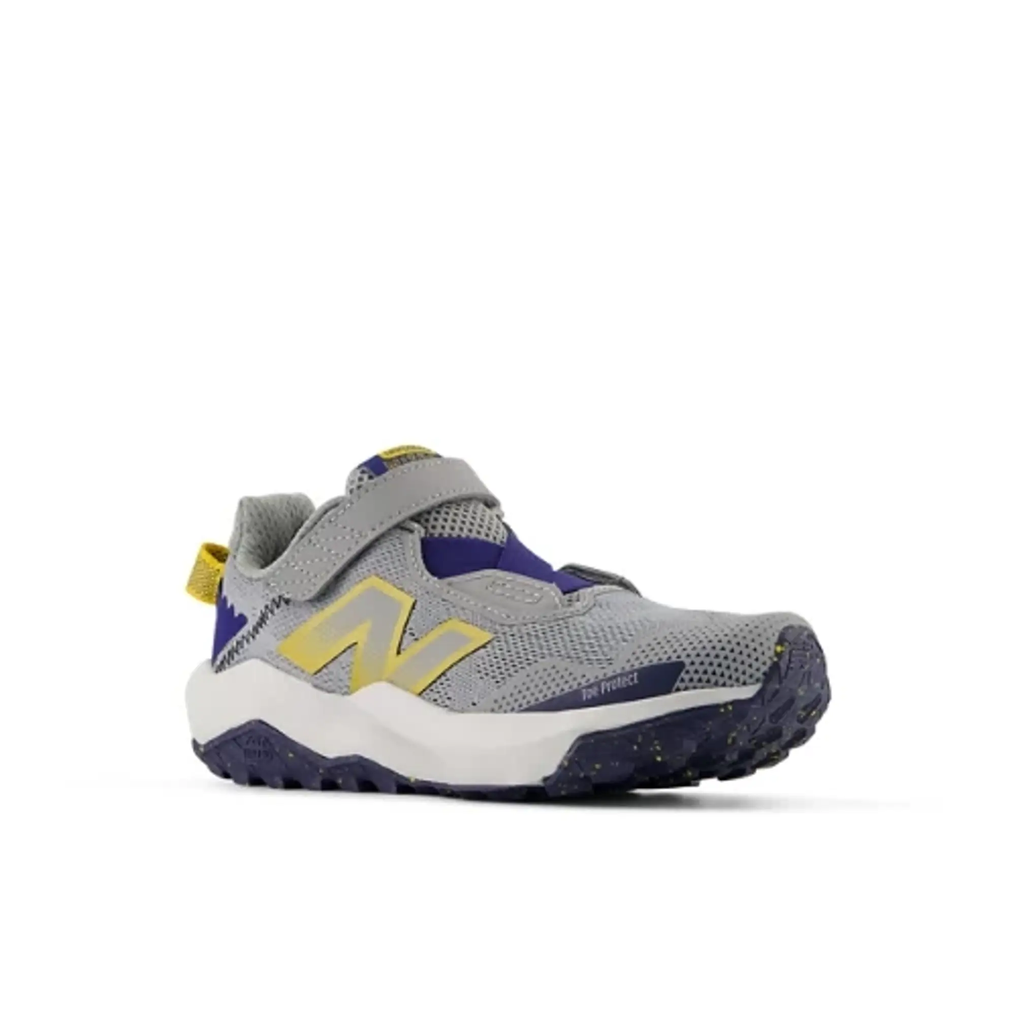 New Balance Kids' DynaSoft Nitrel v6 Bungee Lace with Top Strap in Grey/Blue/Yellow Mesh