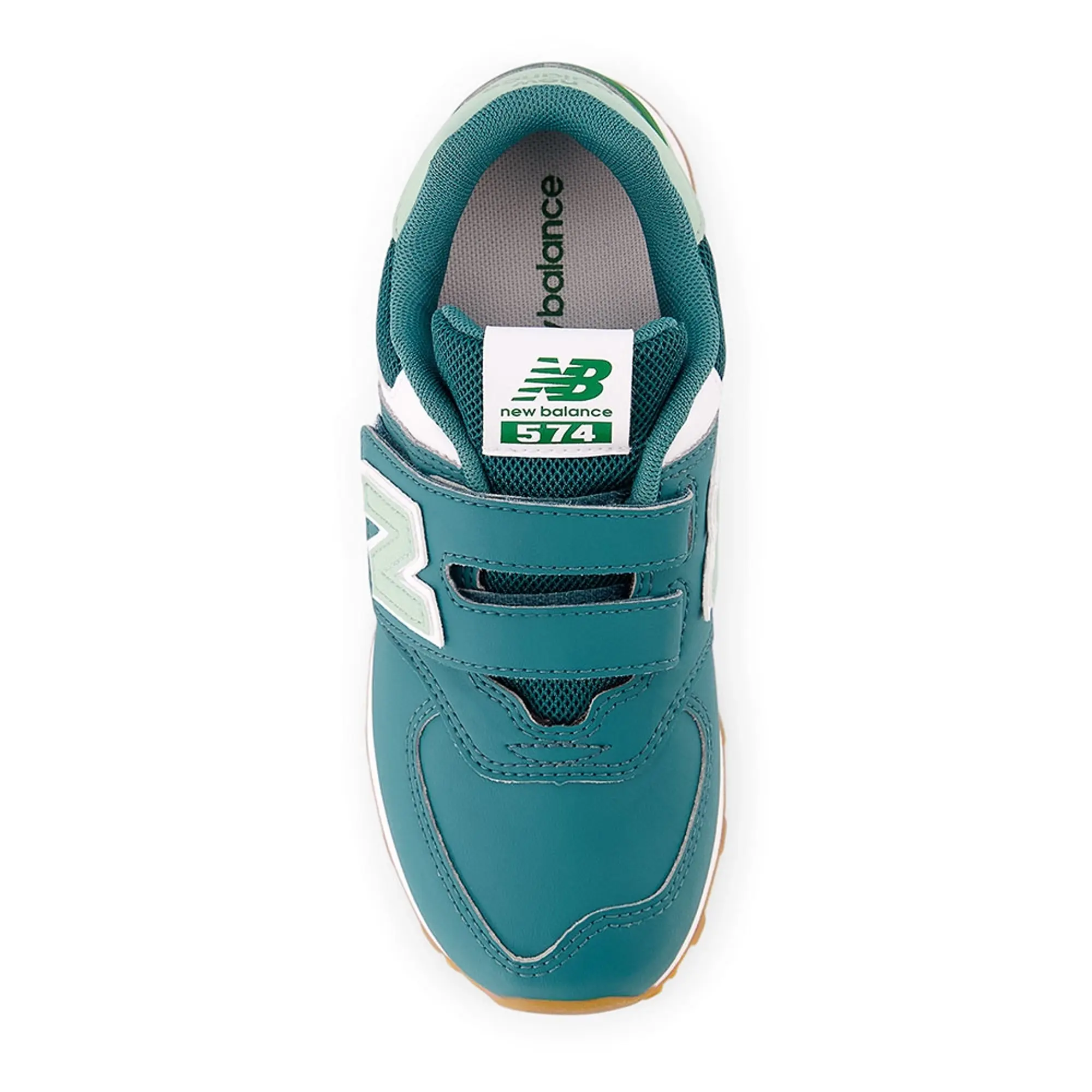 New Balance Kids' 574 HOOK & LOOP in Green Leather