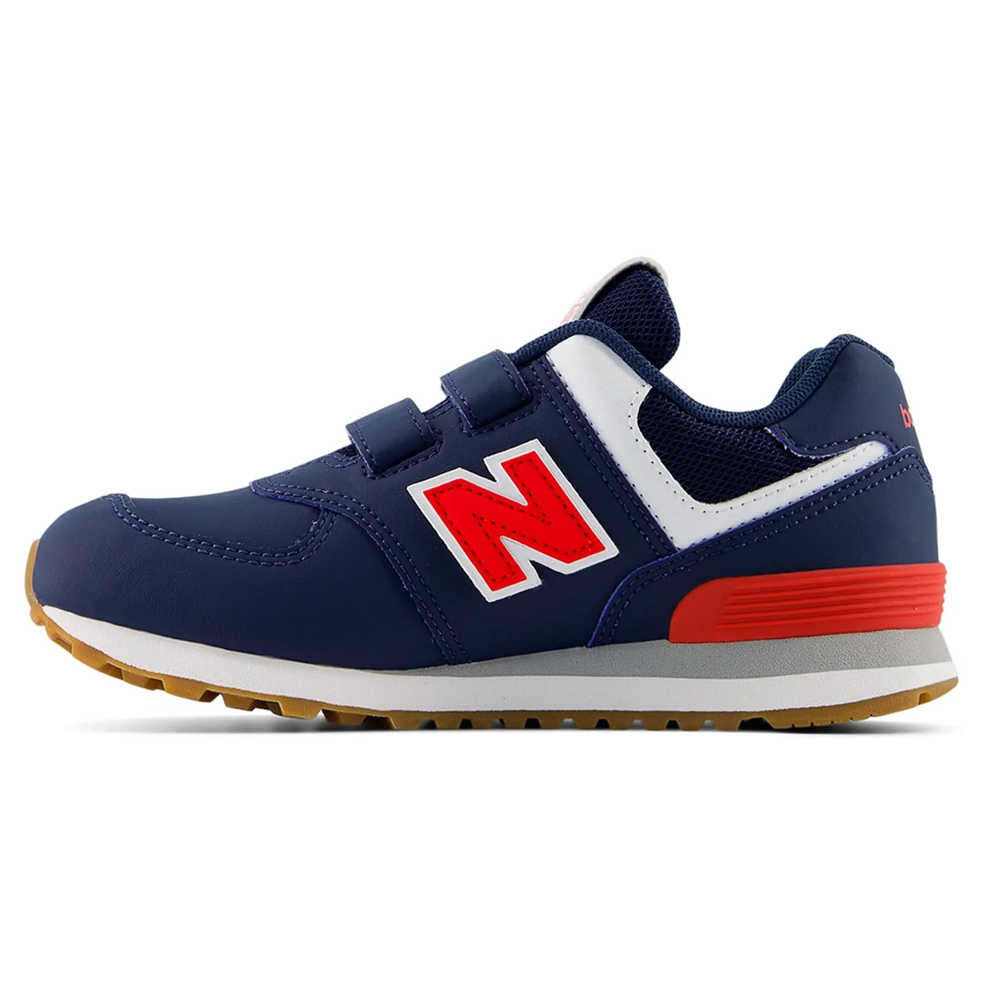 New Balance Kids' 574 HOOK & LOOP in Blue/Red Leather