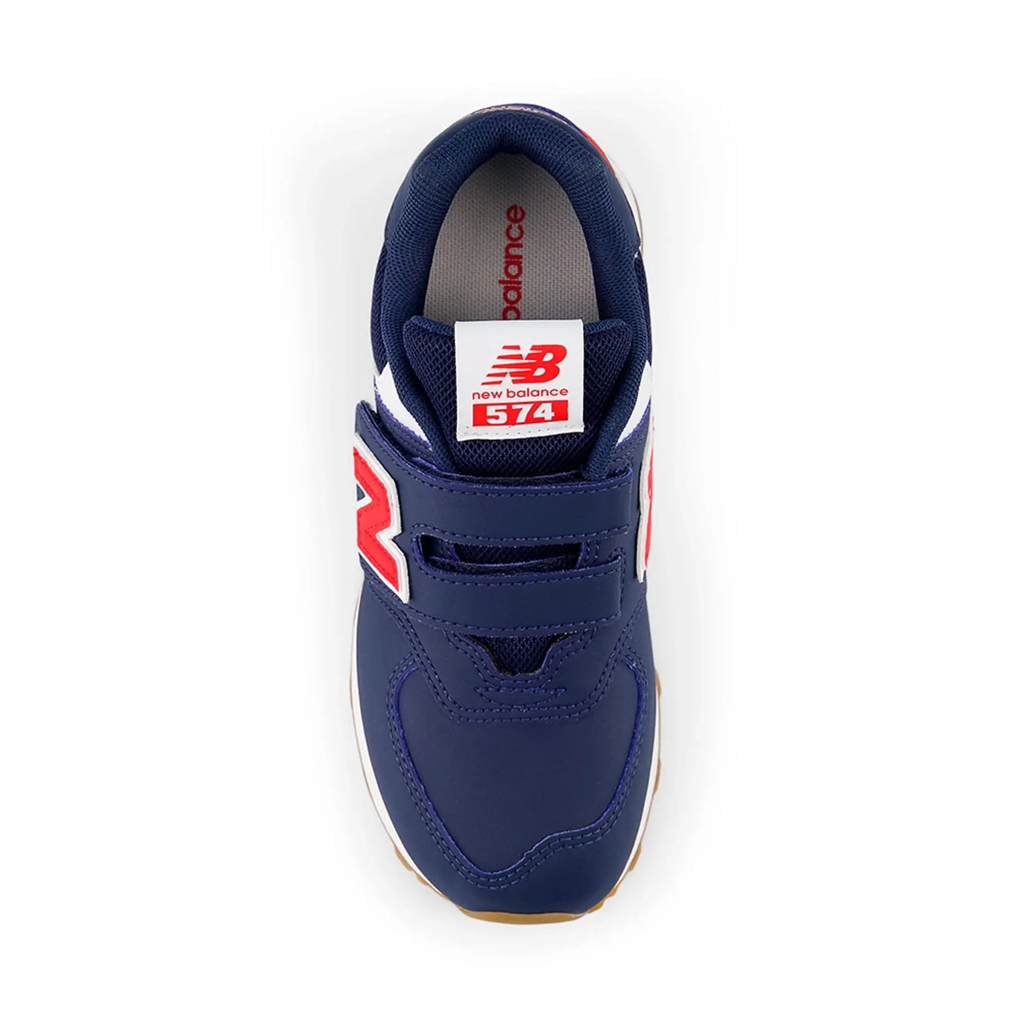 New Balance Kids' 574 HOOK & LOOP in Blue/Red Leather