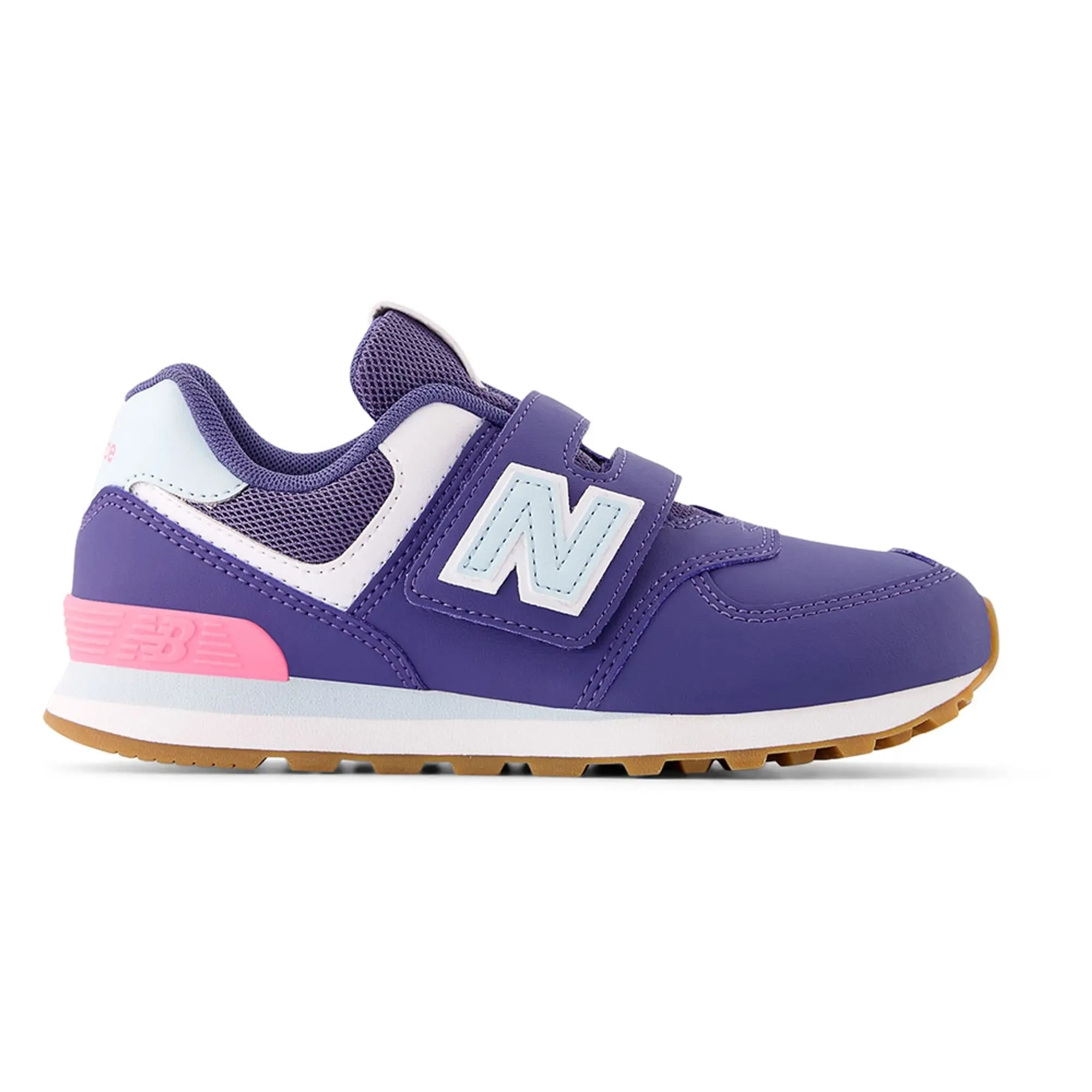 New Balance Kids' 574 HOOK & LOOP in Blue Leather