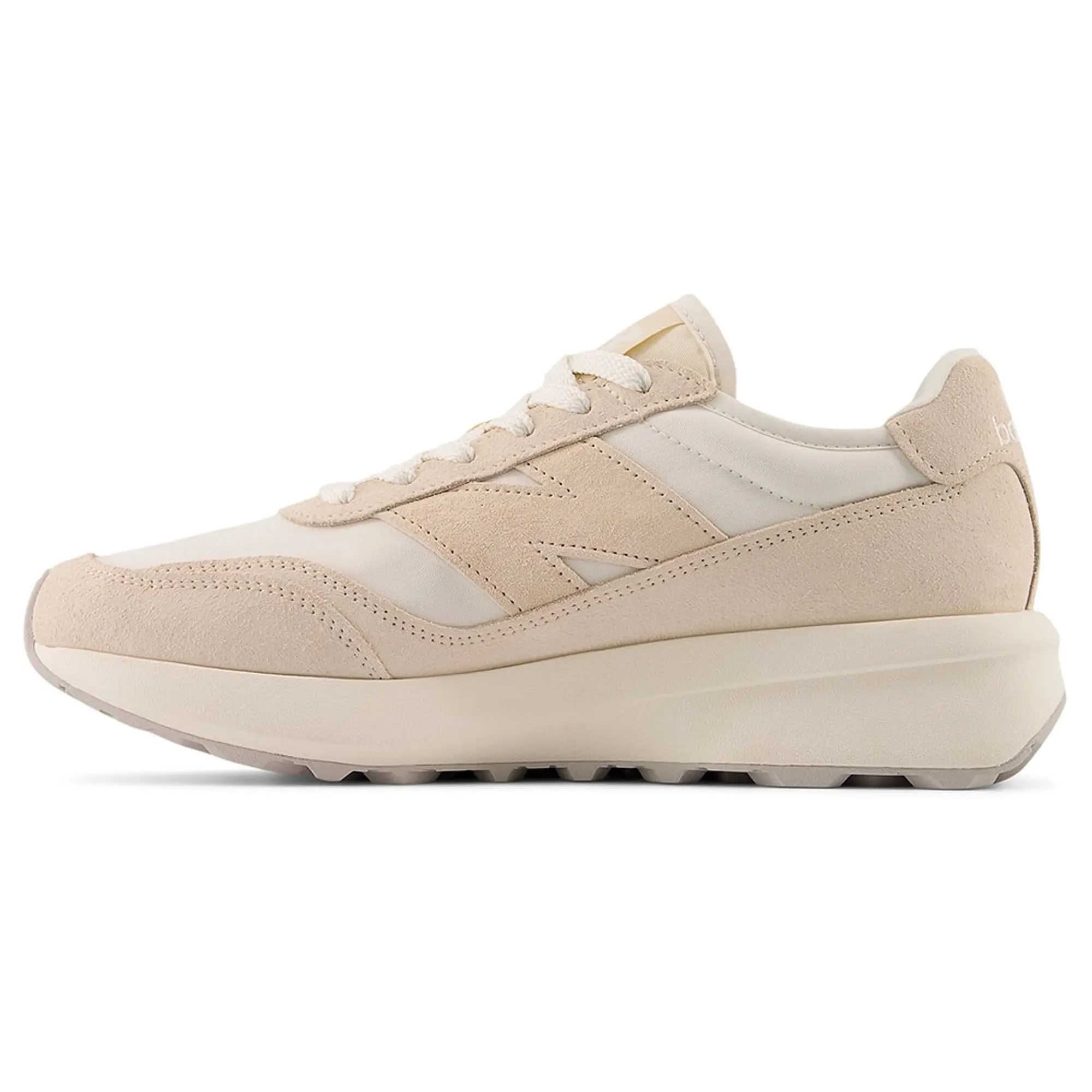New Balance Unisex 370 in White/Beige Suede/Mesh