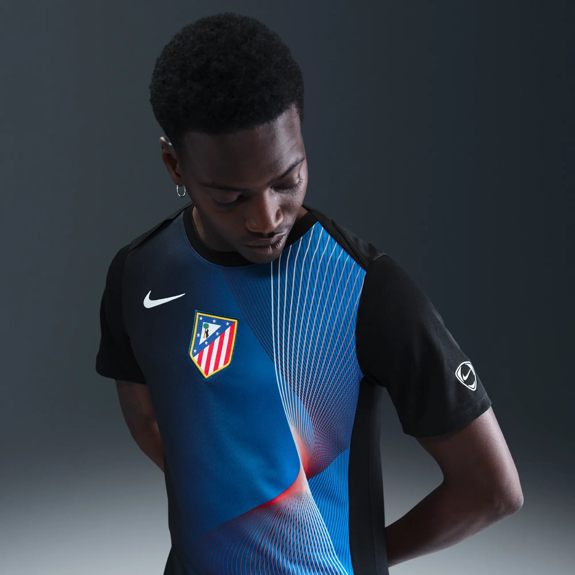 Atlético Madrid Academy Pro Third Men's Nike Dri-FIT Total 90 Football Pre-Match Top - Black - Polyester