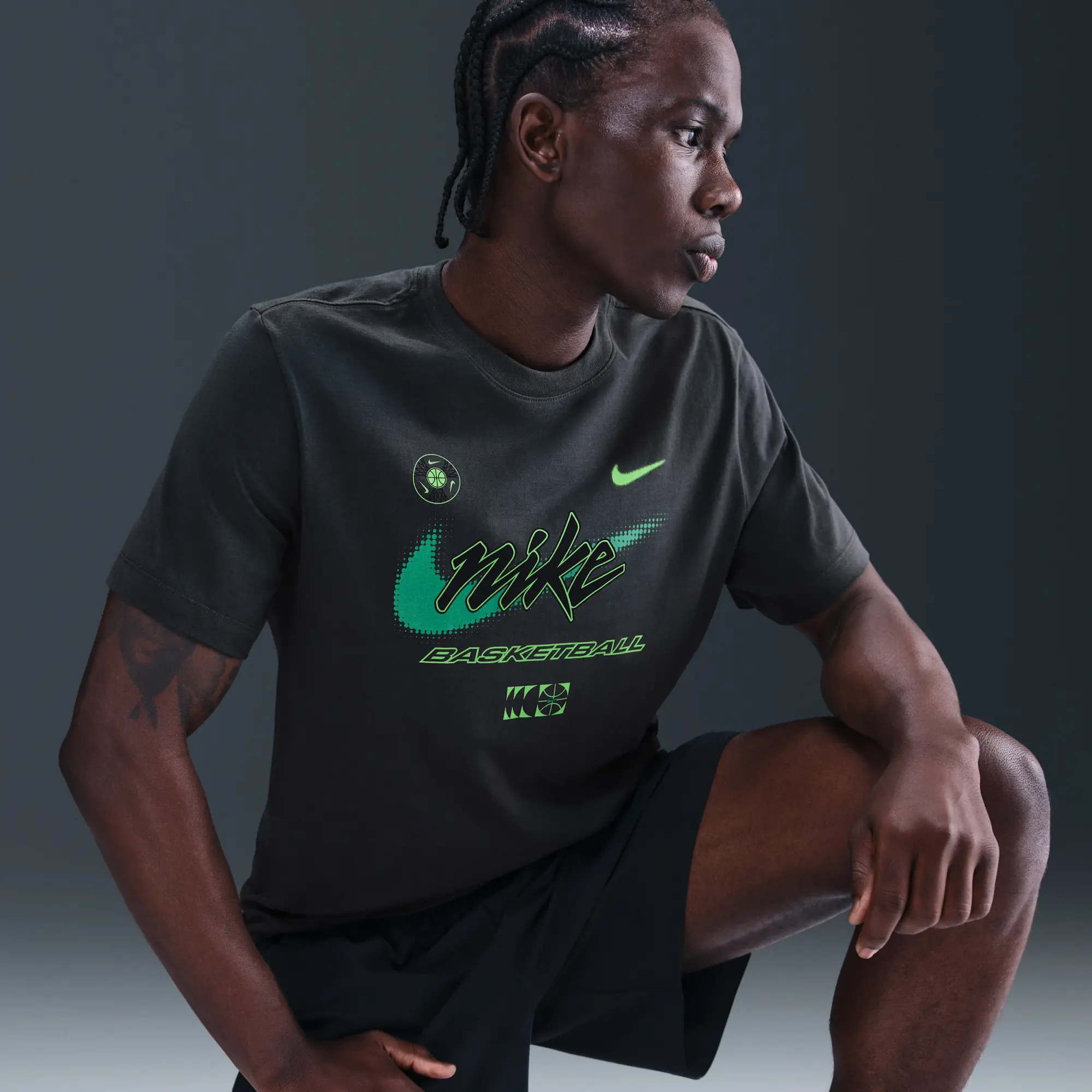 Nike Men's Basketball T-Shirt - Grey - Cotton