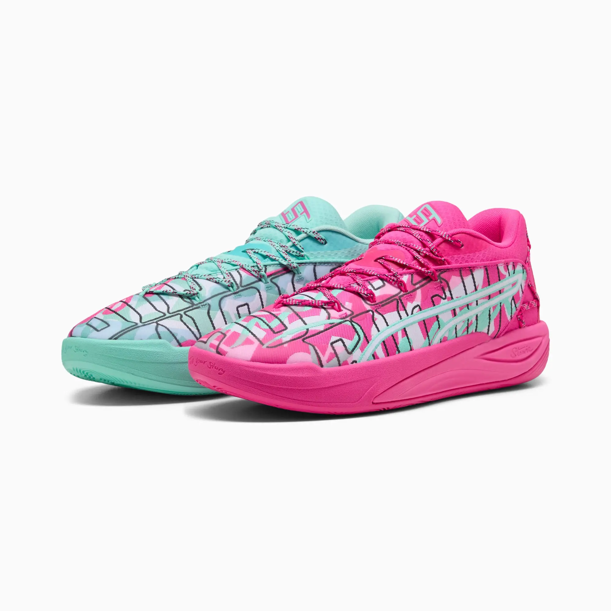 PUMA Stewie 4 Timeless Basketball Shoes Women, Electric Peppermint/Ravish, size 10