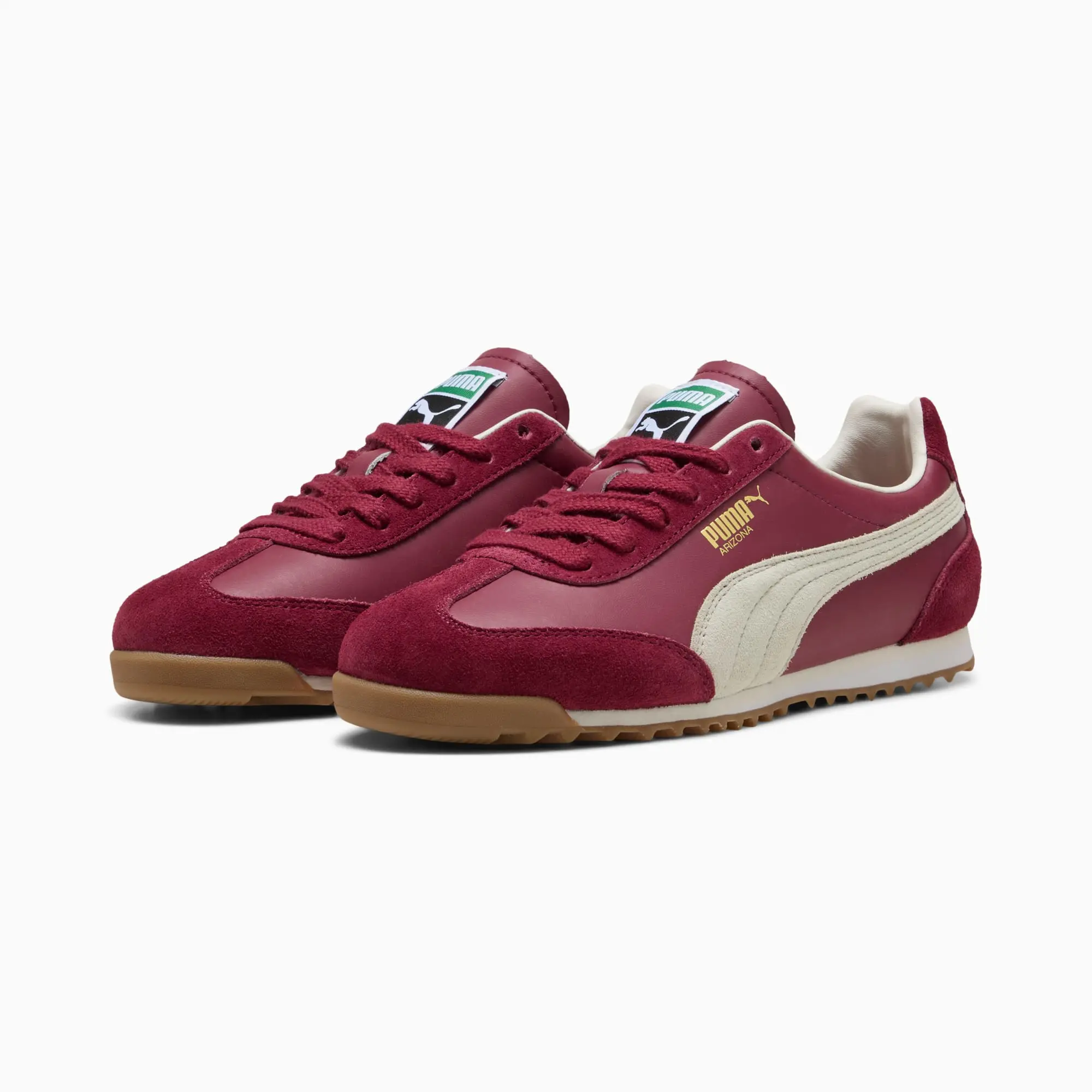 PUMA Arizona Retro Sneakers Unisex, Regal Red/Warm White/Gold, size 10