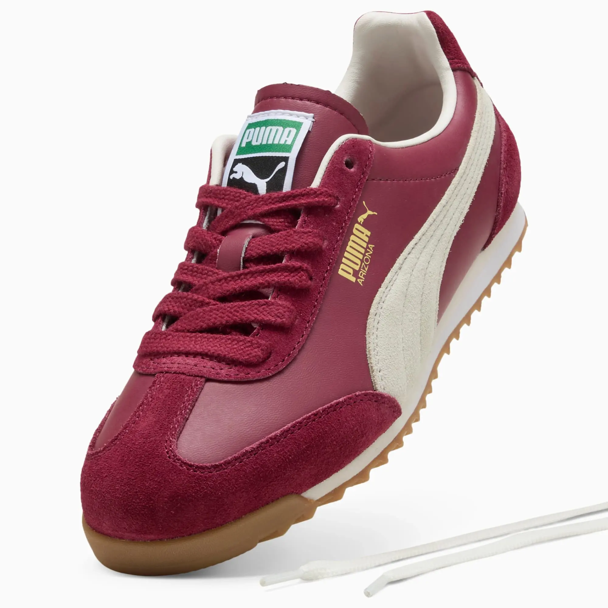 PUMA Arizona Retro Sneakers Unisex, Regal Red/Warm White/Gold, size 10